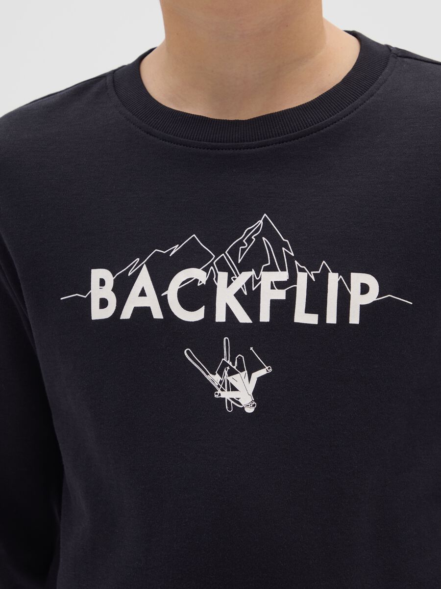 Maglia nera a maniche lunghe da ragazzo in puro cotone regular fit_2