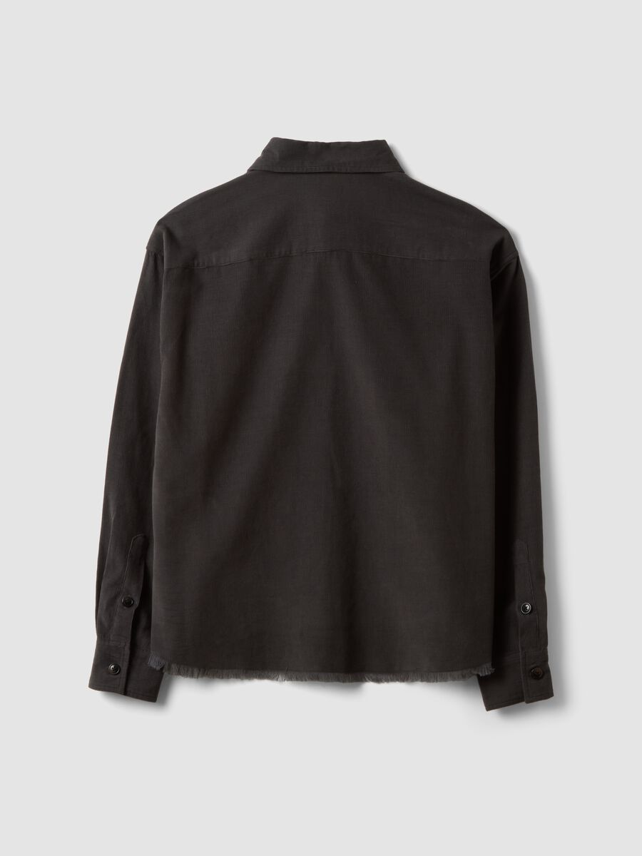Camicia popeline grigio antracite in puro cotone over fit cropped_2