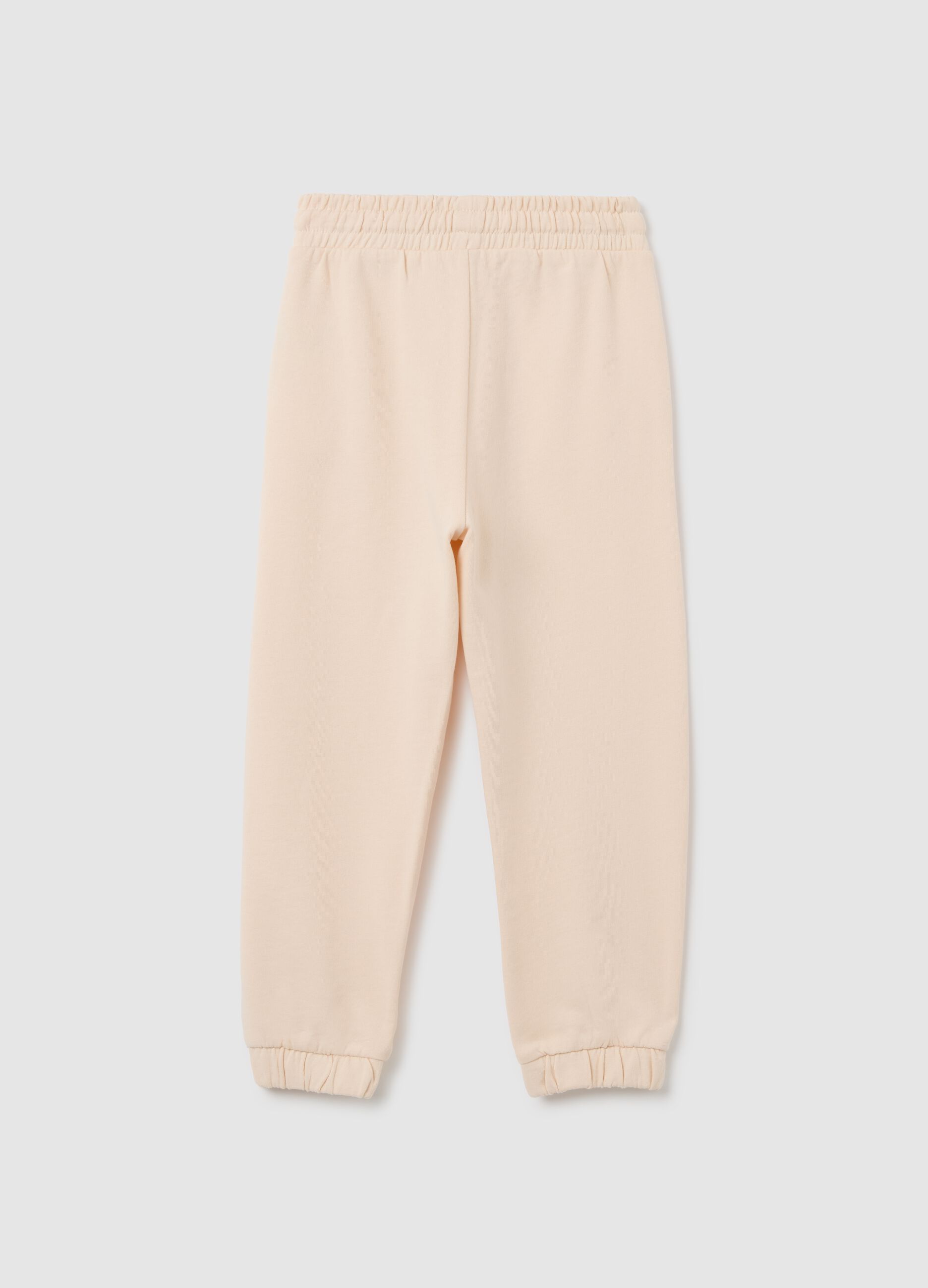 Girls' pure cotton beige regular fit trousers