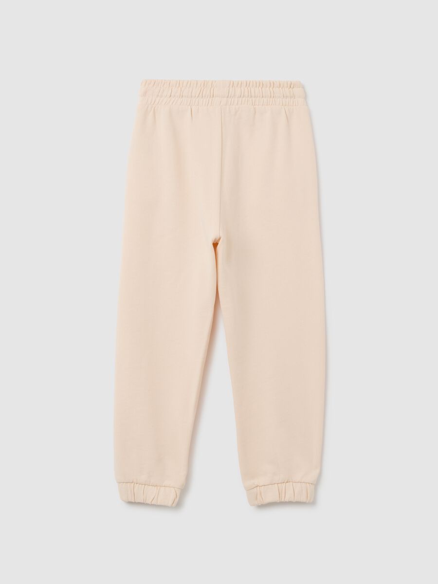 Girls' pure cotton beige regular fit trousers_1