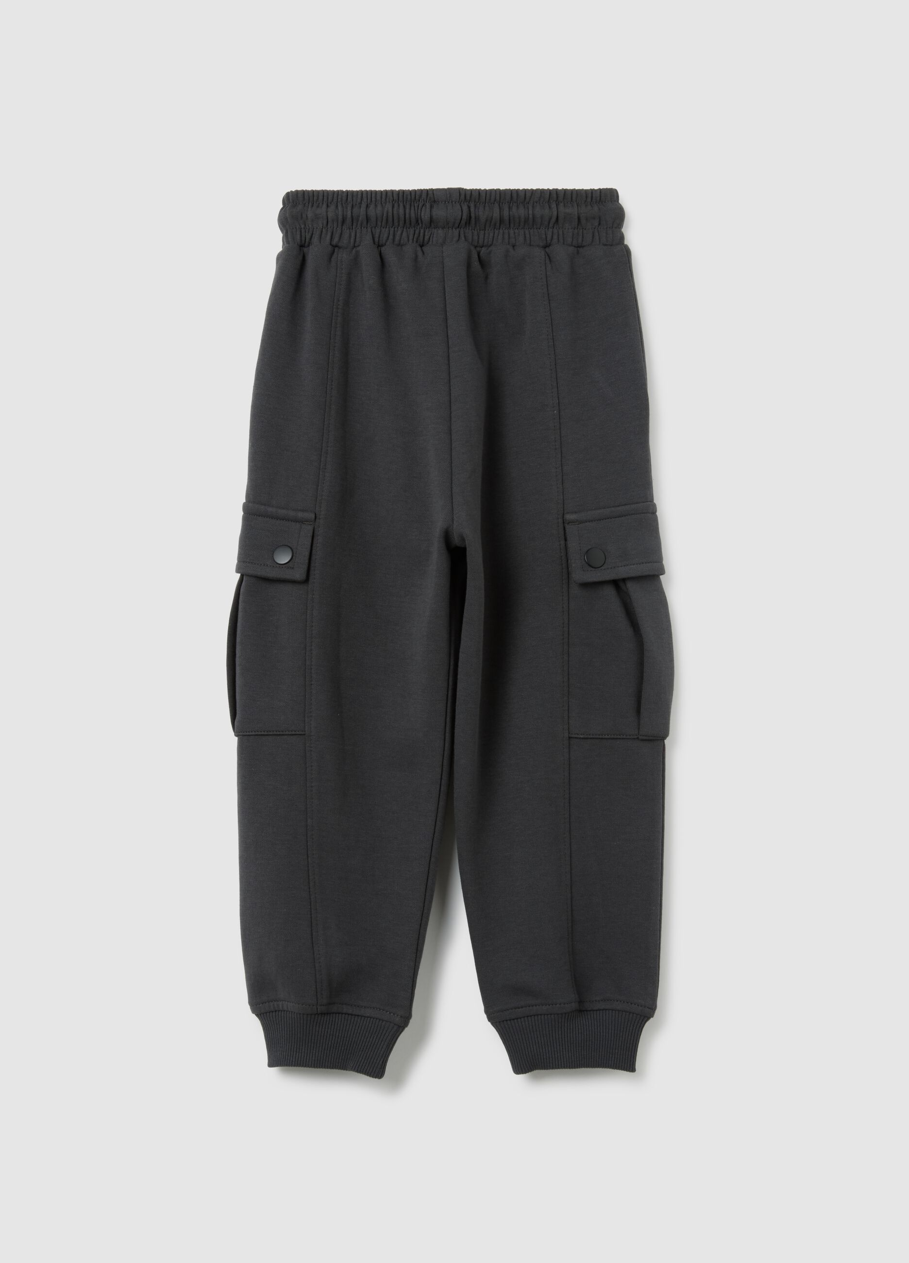 Grey cotton regular fit kids' trousers