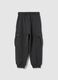 Grey cotton regular fit kids' trousers_1
