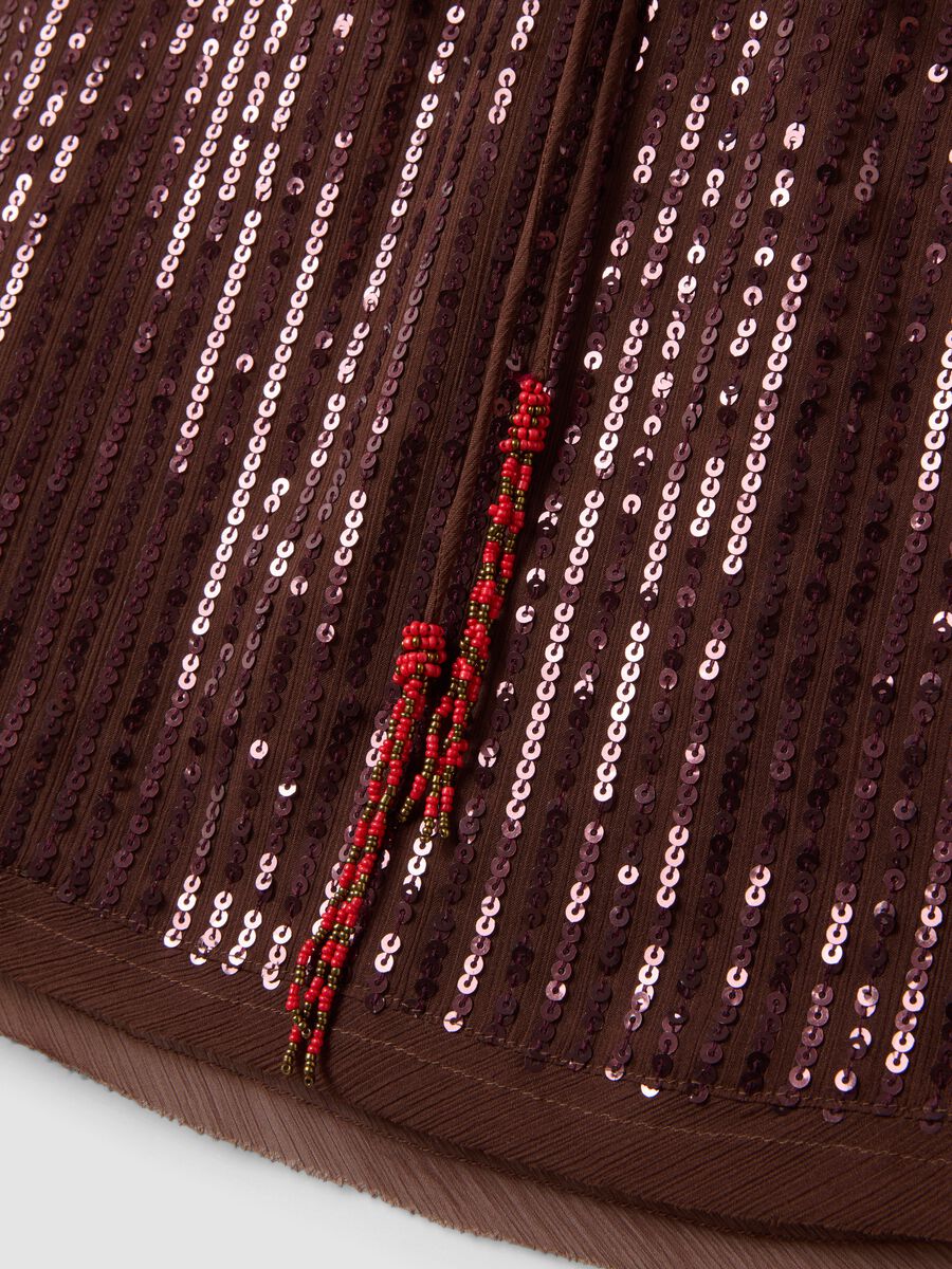 Brown sequin mini skirt_5