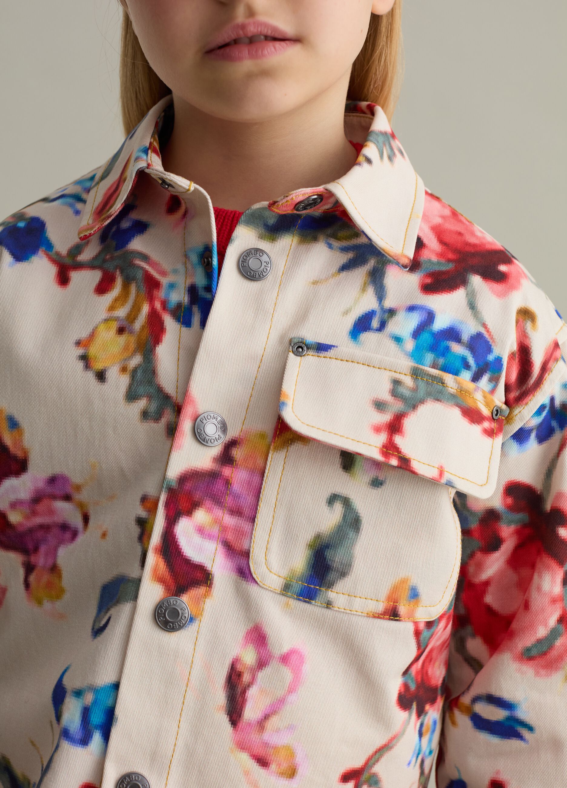 Cotton shacket with floral pattern