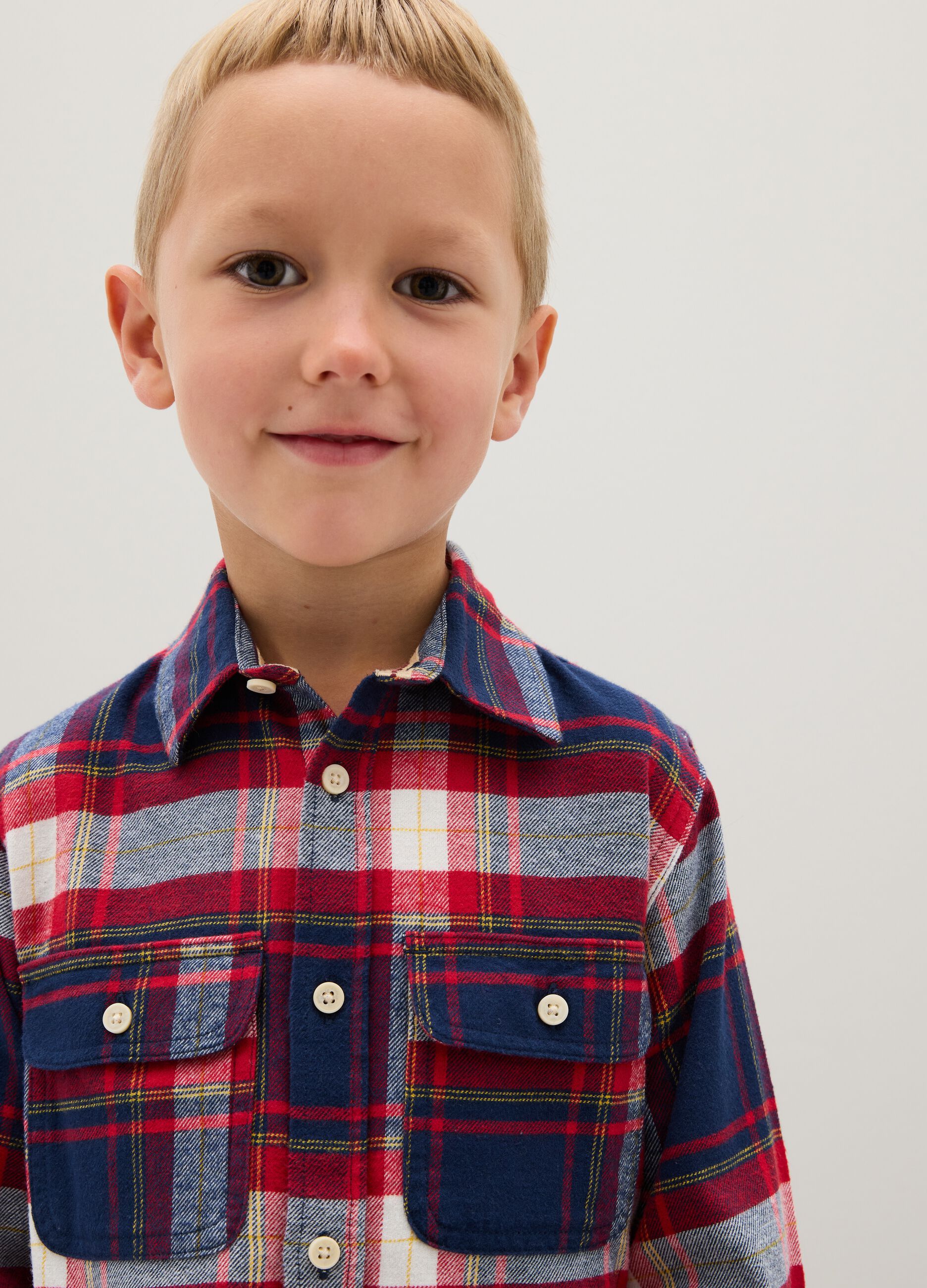 Children's pure cotton checked regular fit shirt