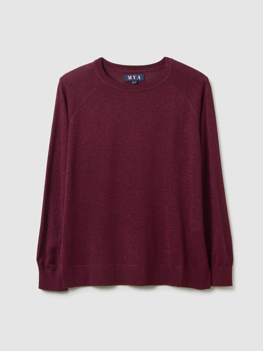 Red sweater with round neck and regular fit_4