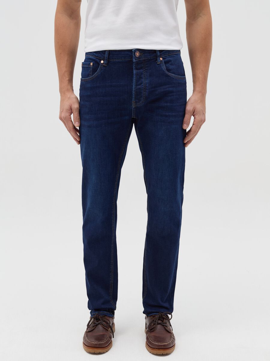 Stretch slim-fit rinsed jeans_1