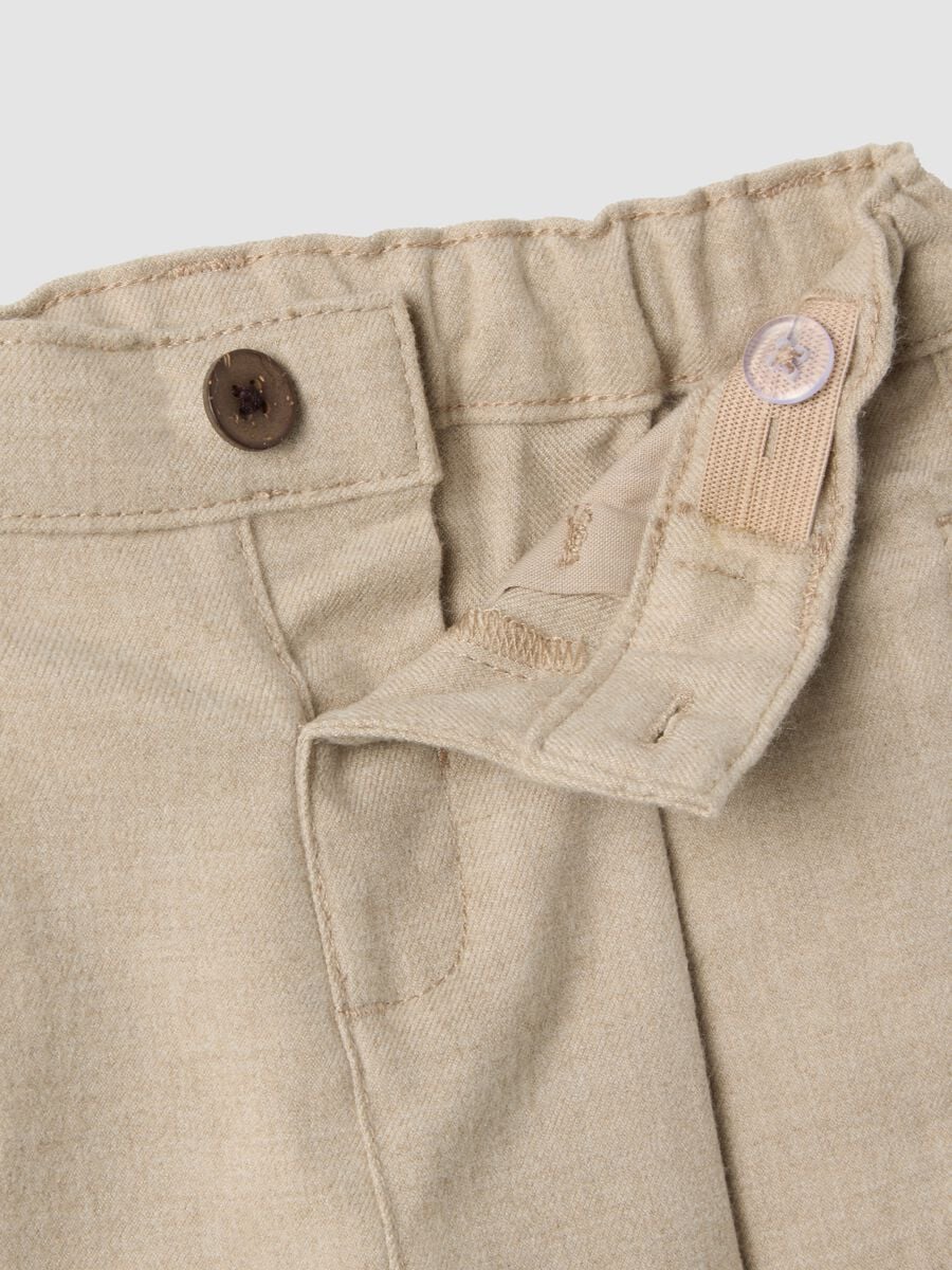 Pantaloni beige in viscosa elasticizzata regular fit_3