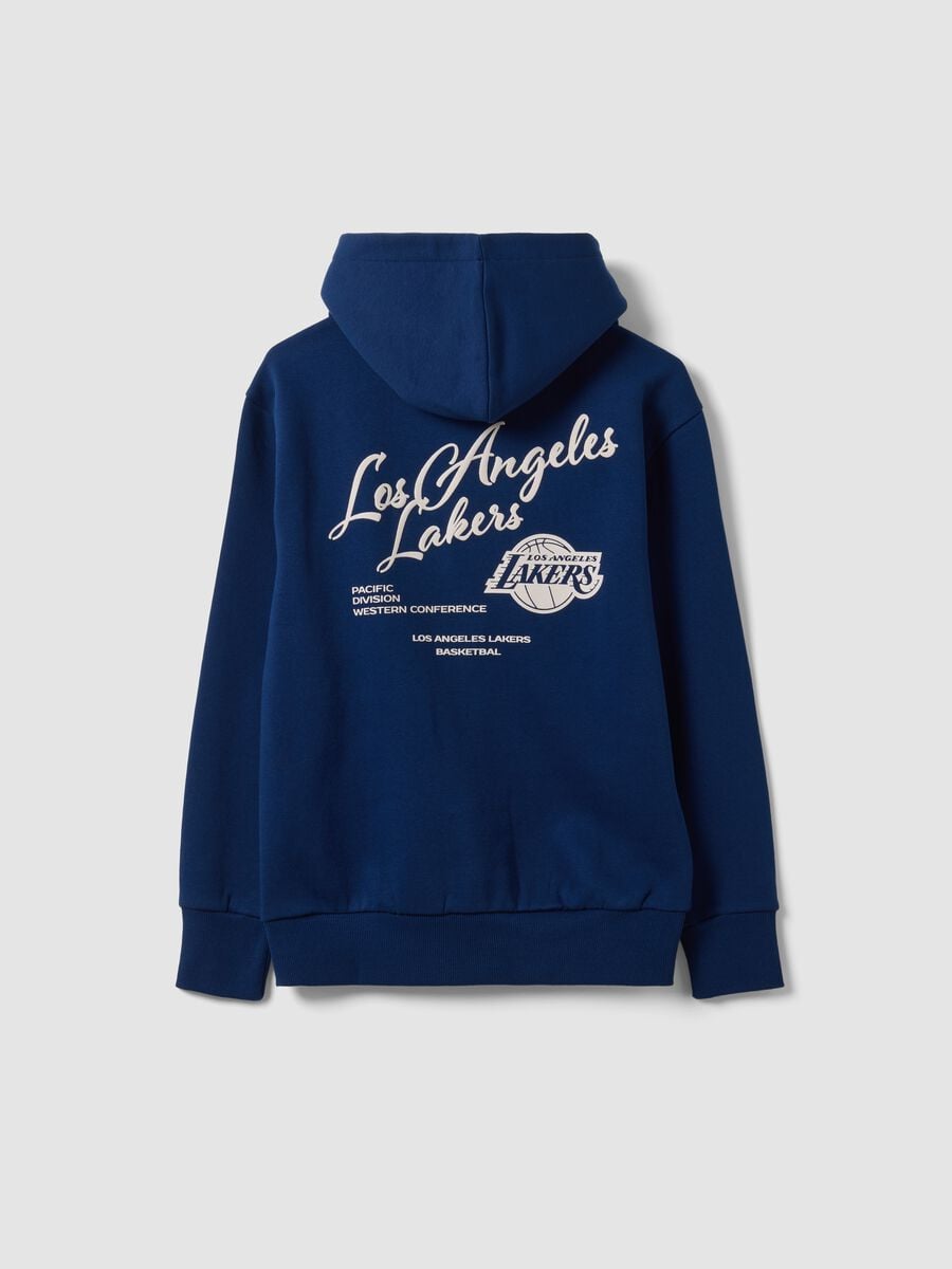 Felpa blu con cappuccio in misto cotone con stampa Lakers per ragazzo_1