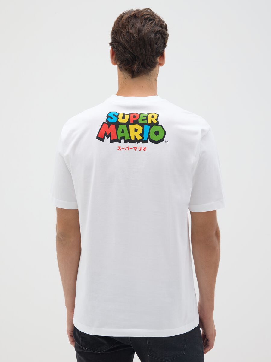 Relaxed fit white pure cotton t-shirt featuring Super Mario_2