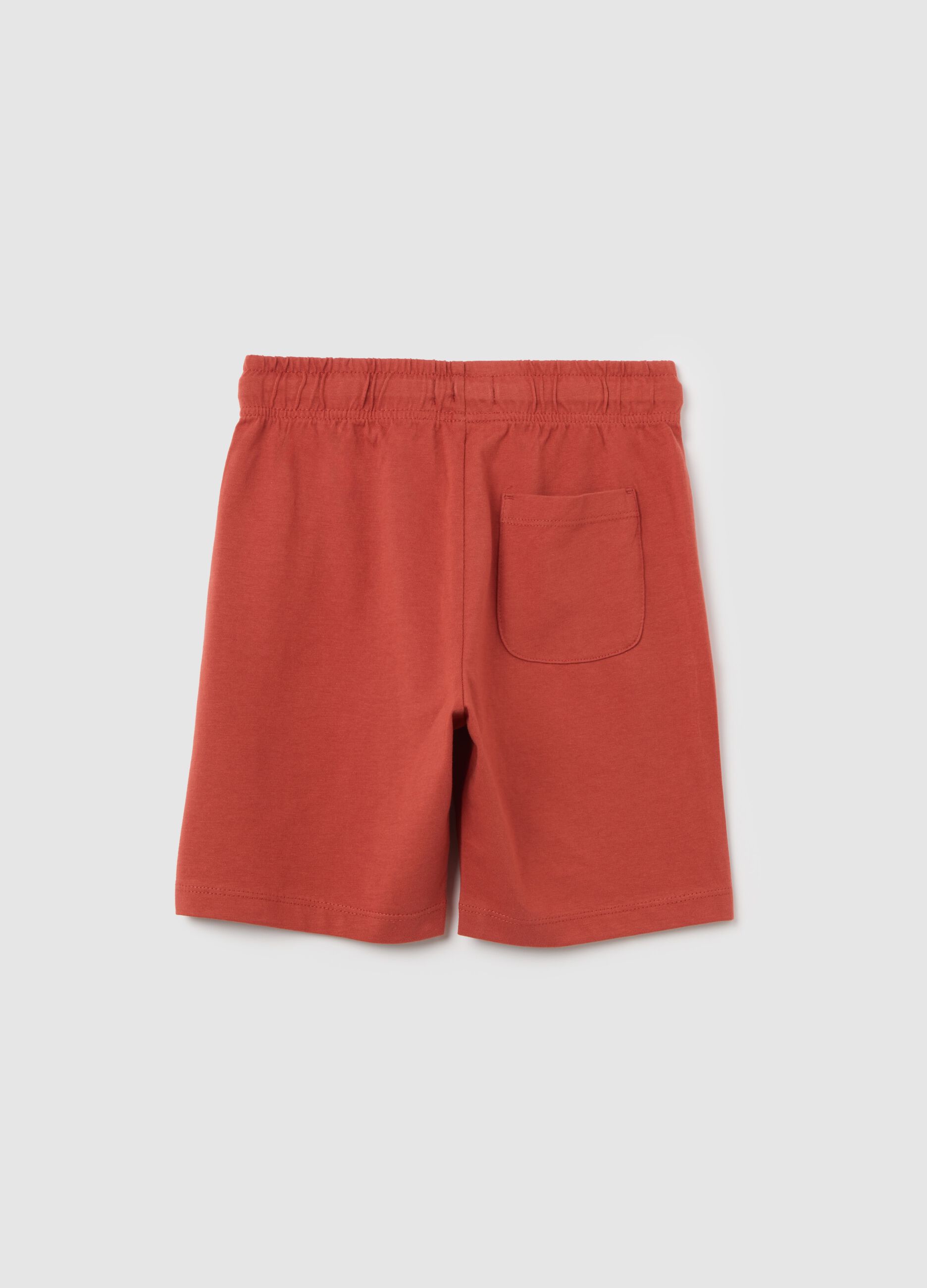 Pantaloni corti da bambino in puro cotone rosso regular fit