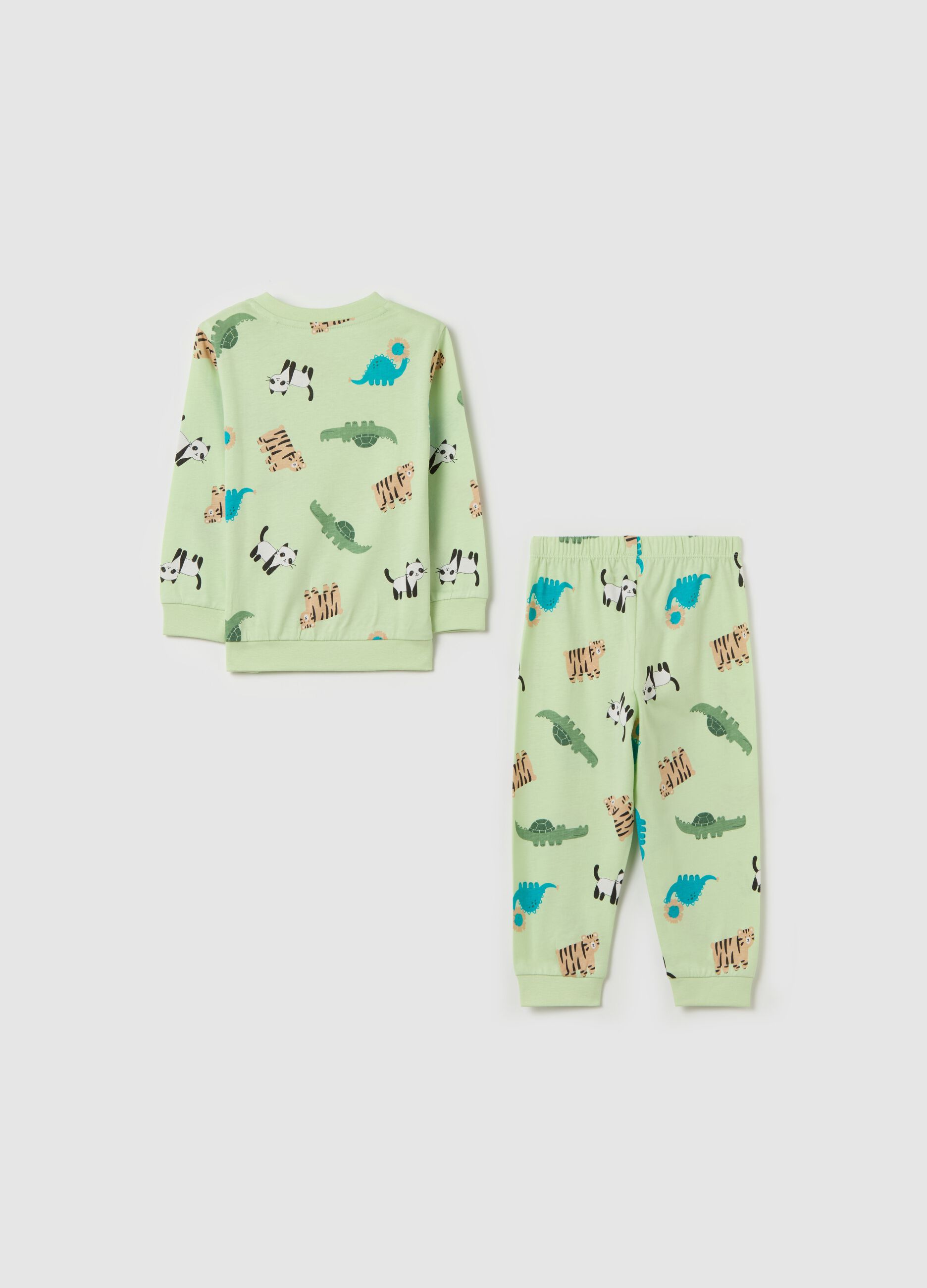 Organic cotton pyjamas with animals print