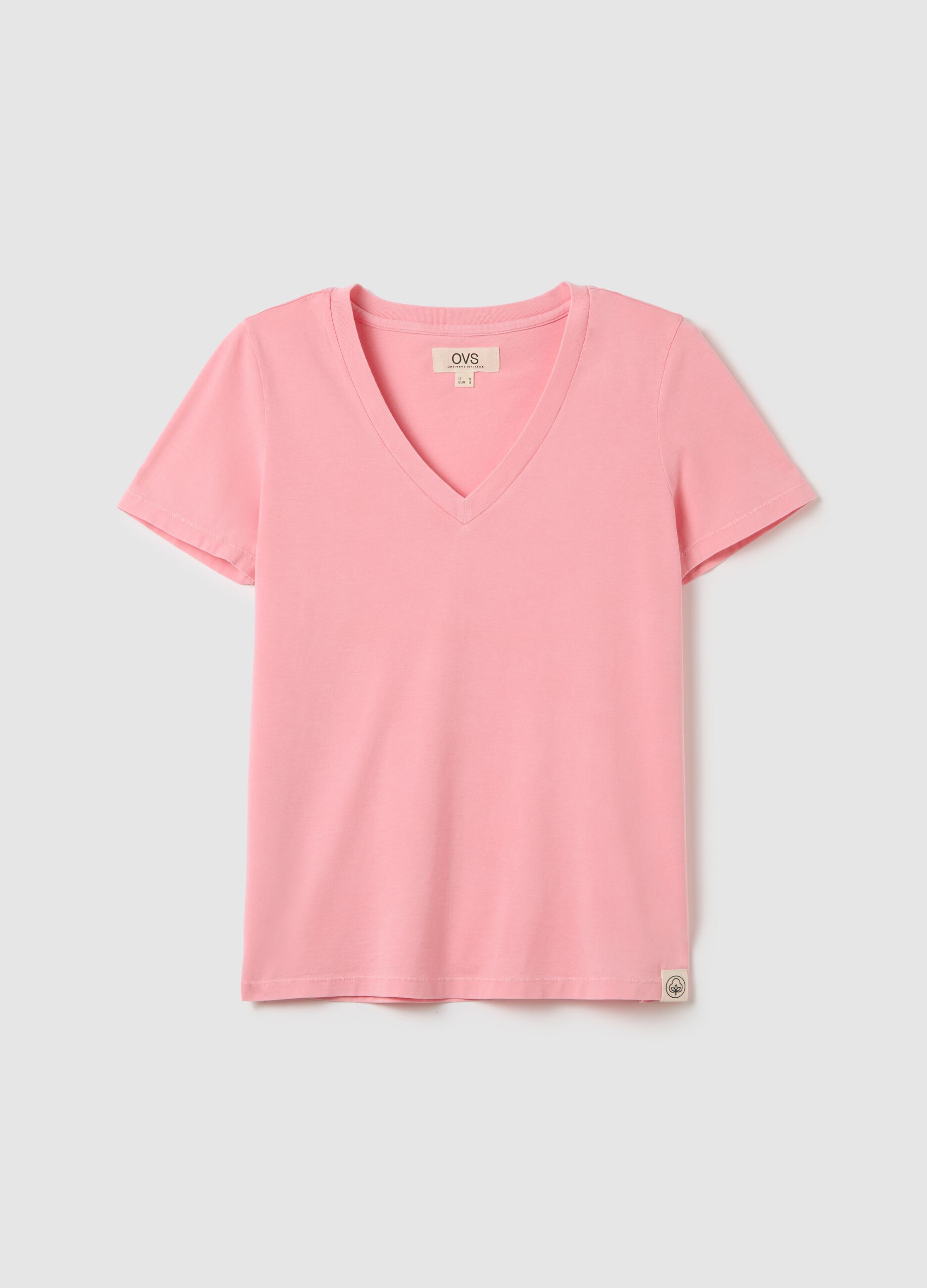 Women’s pink regular-fit T-shirt in 100% cotton with round neck