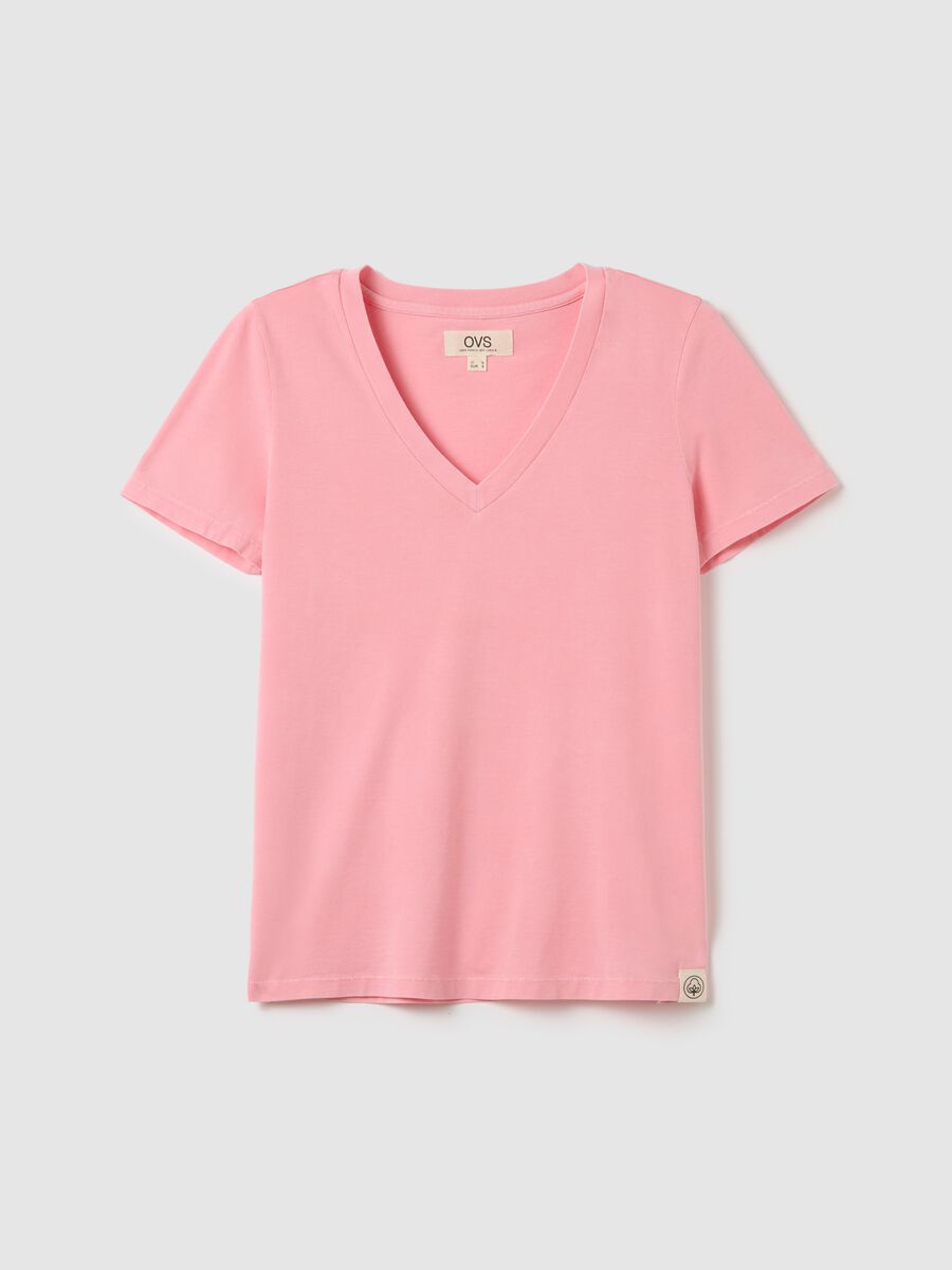 Women’s pink regular-fit T-shirt in 100% cotton with round neck_4