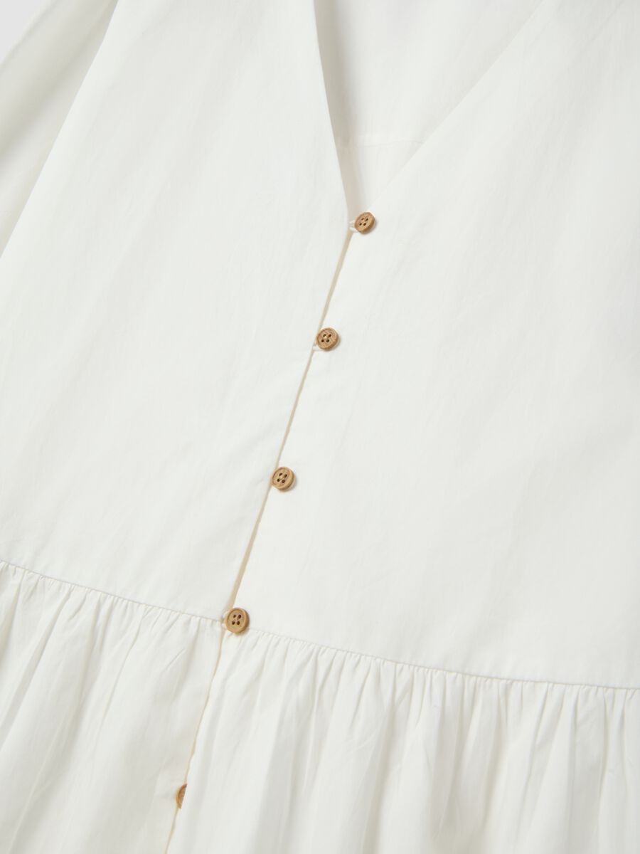 Abito in puro cotone bianco regular fit deep V_1