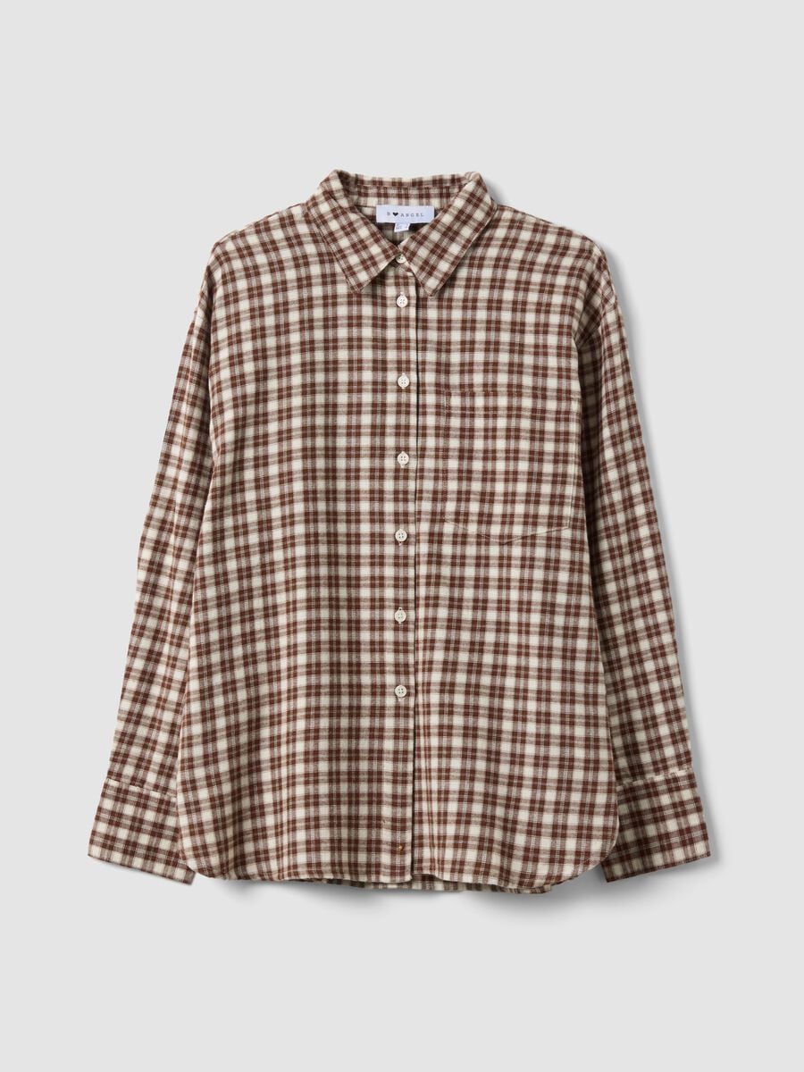 Brown checked pure cotton flannel shirt_4