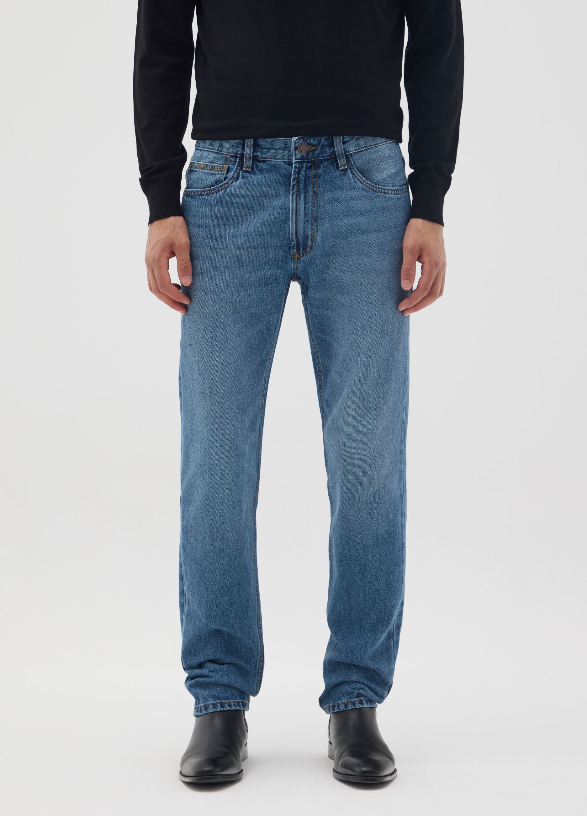 Jeans in puro cotone blu slim fit