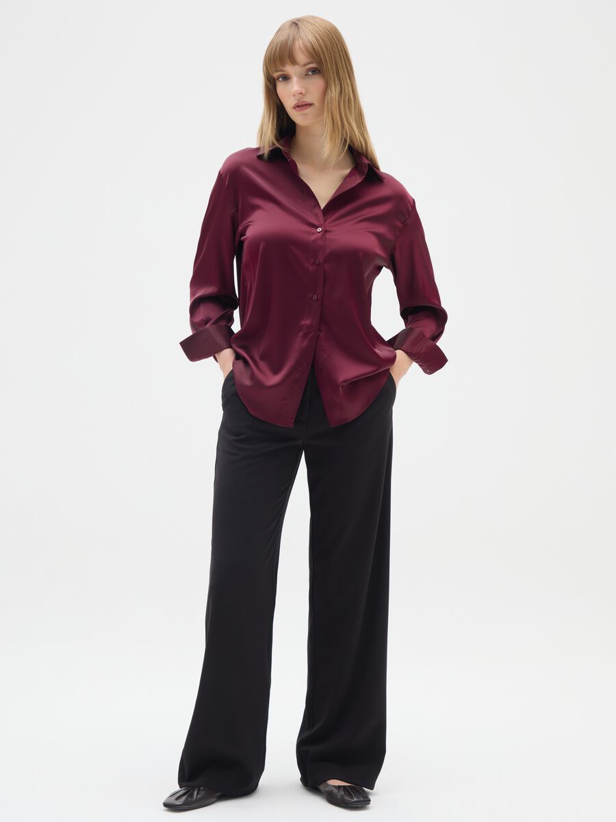 Long sleeve red satin shirt_1