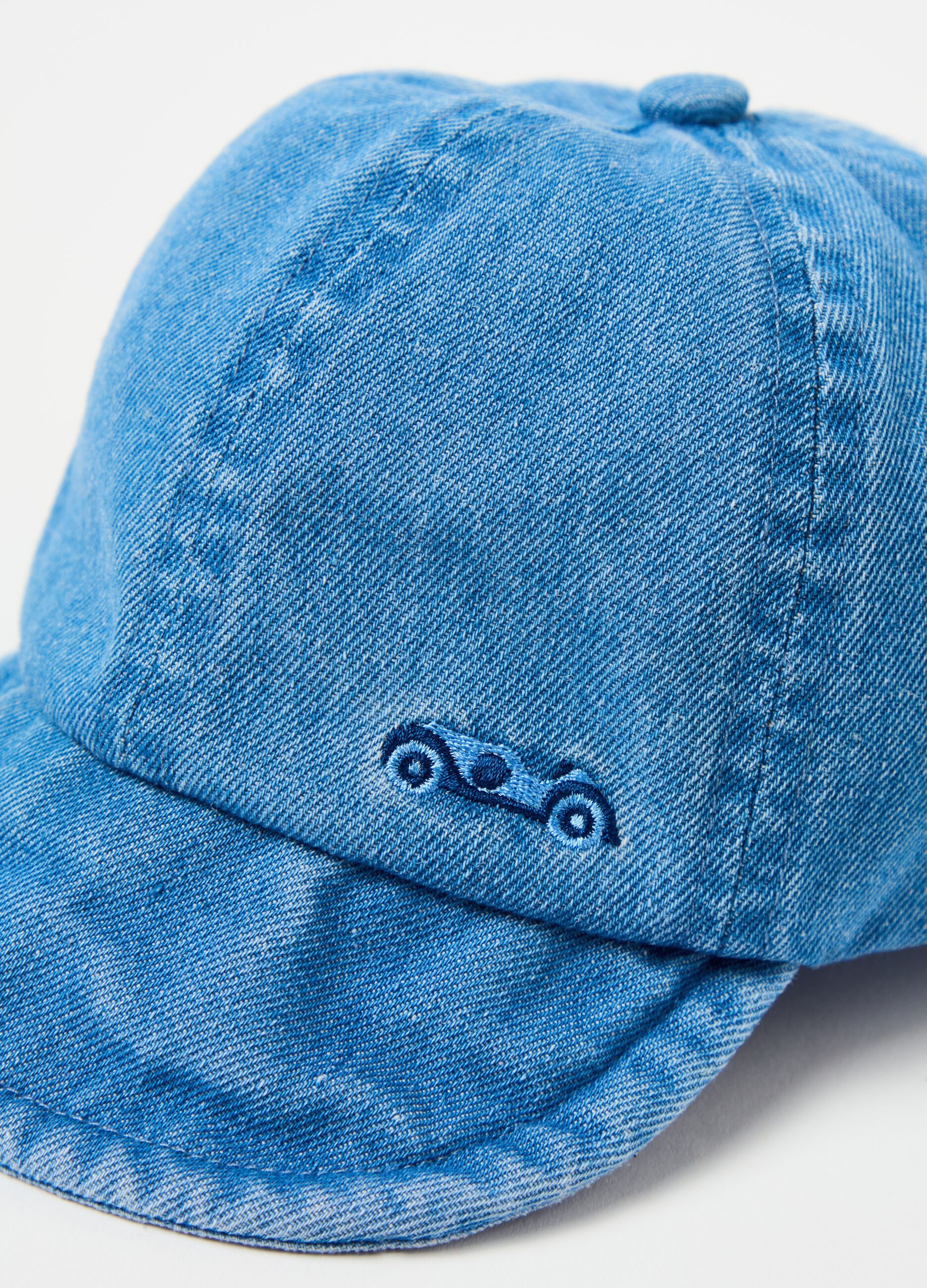 Berretto da baseball in denim con ricamo