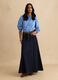 Long skirt in pure blue denim cotton regular fit_0