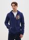 Blue cotton-blend hoodie with zip_1