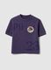T-shirt in puro cotone viola da bambino regular fit con patch_0
