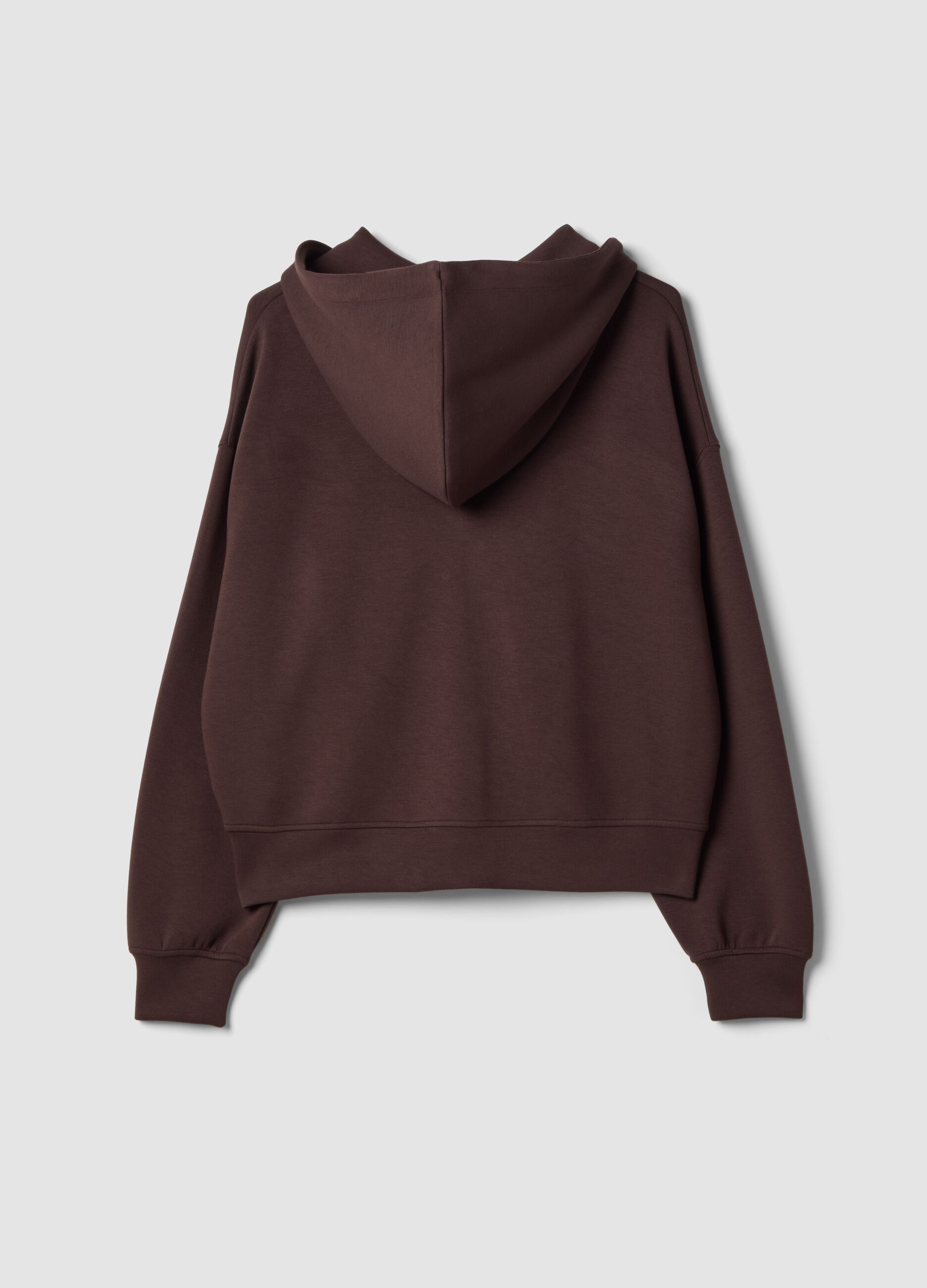 Felpa marrone in modal elasticizzato con cappuccio regular fit