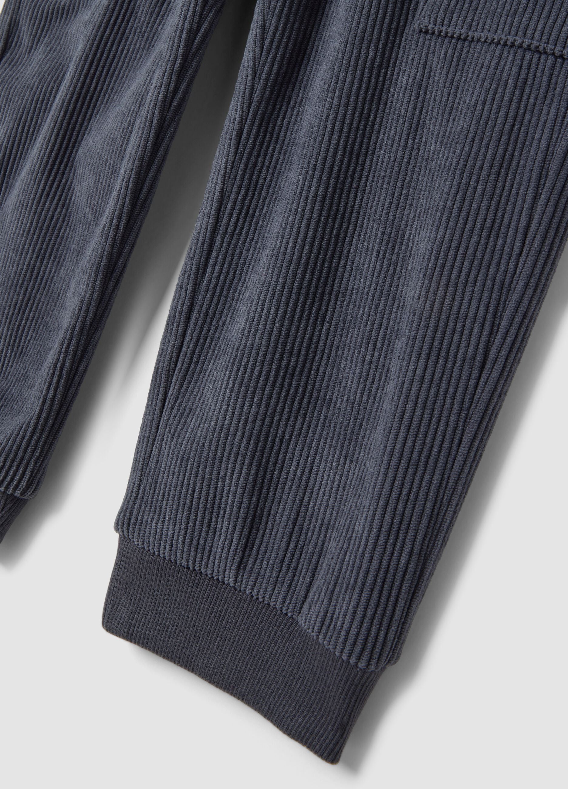 Grey ribbed cargo trousers, comfort fit