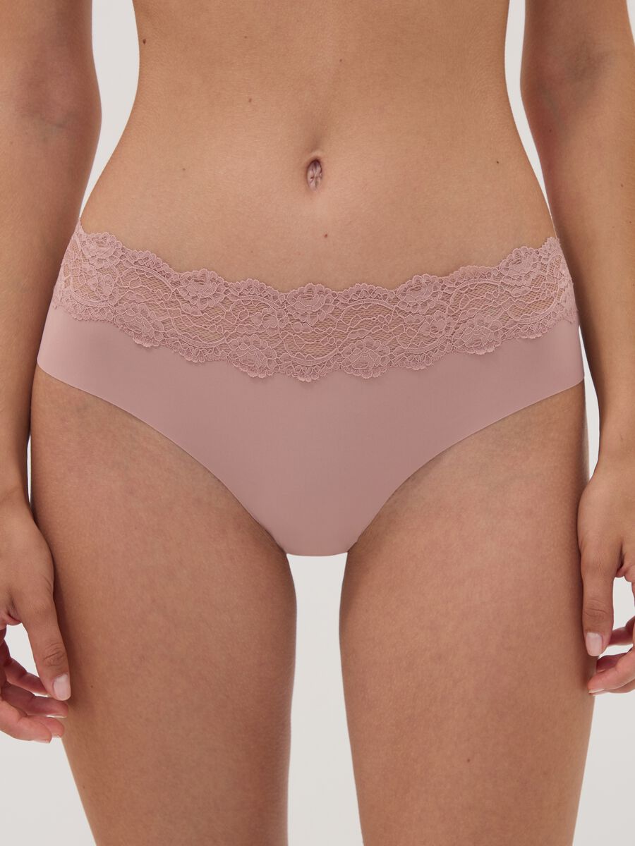 Slip rosa in microfibra elasticizzata con pizzo_1