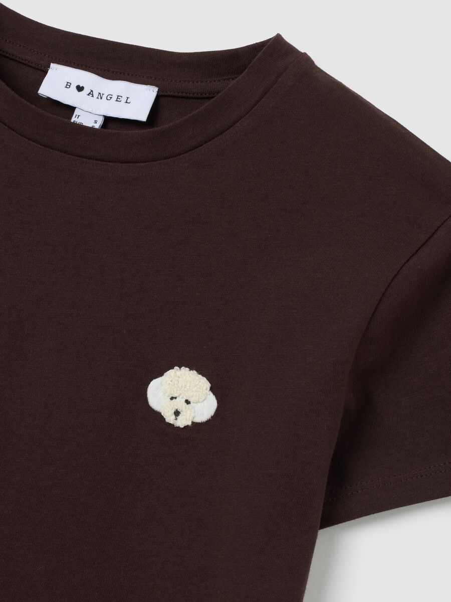 T-shirt marrone a maniche corte in cotone_1