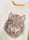 T-shirt bianca in puro cotone con girocollo e stampa lupo over fit_2
