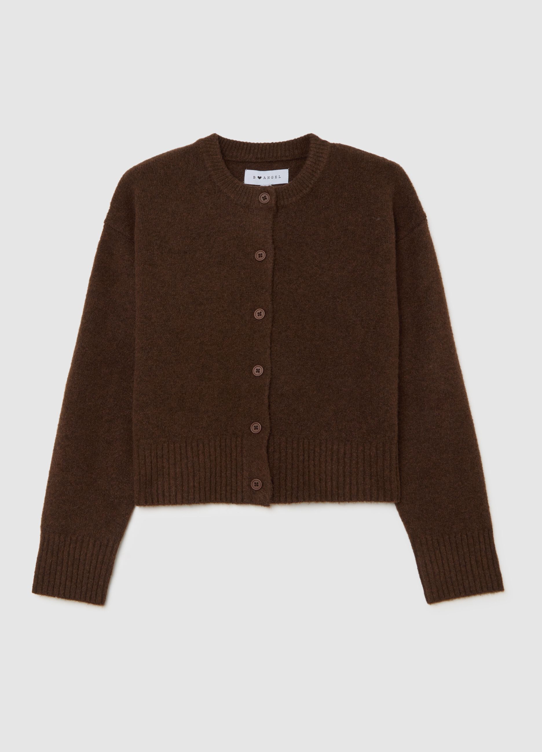 Brown fibre blend cardigan