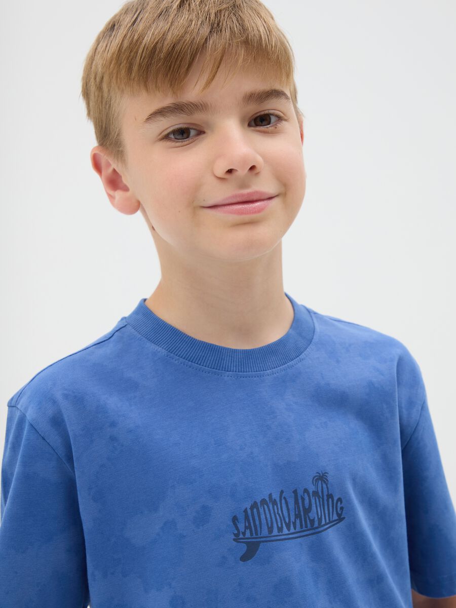 T-shirt da ragazzo in puro cotone blu regular fit_1
