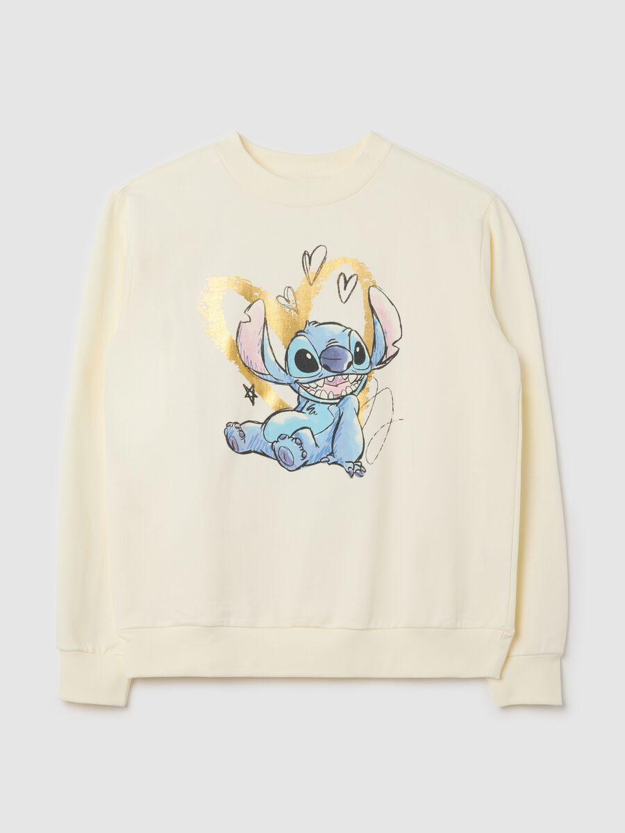 White sweatshirt with Stitch print in foil_4