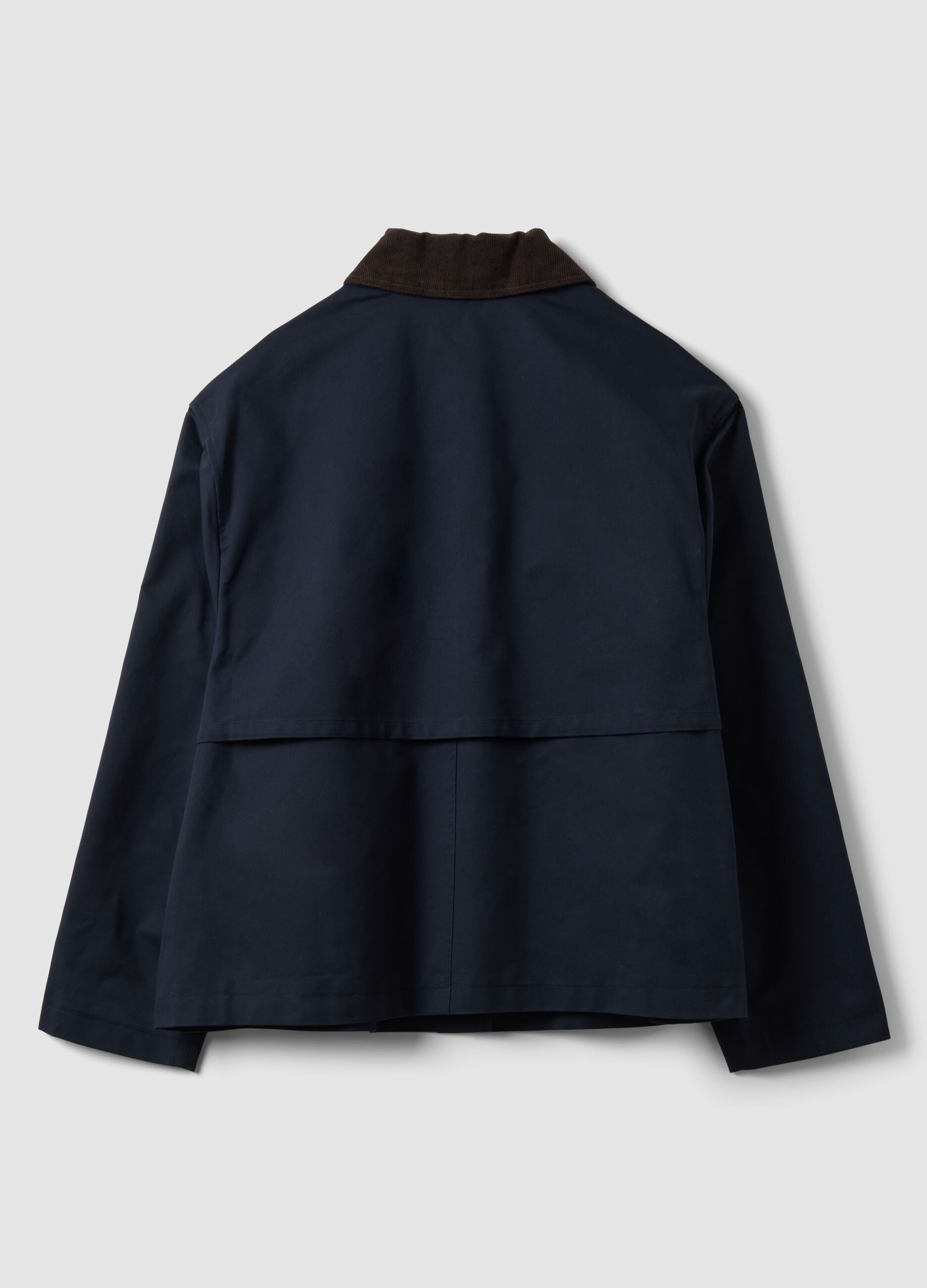 Blue pure cotton jacket with contrasting collar, regular fit