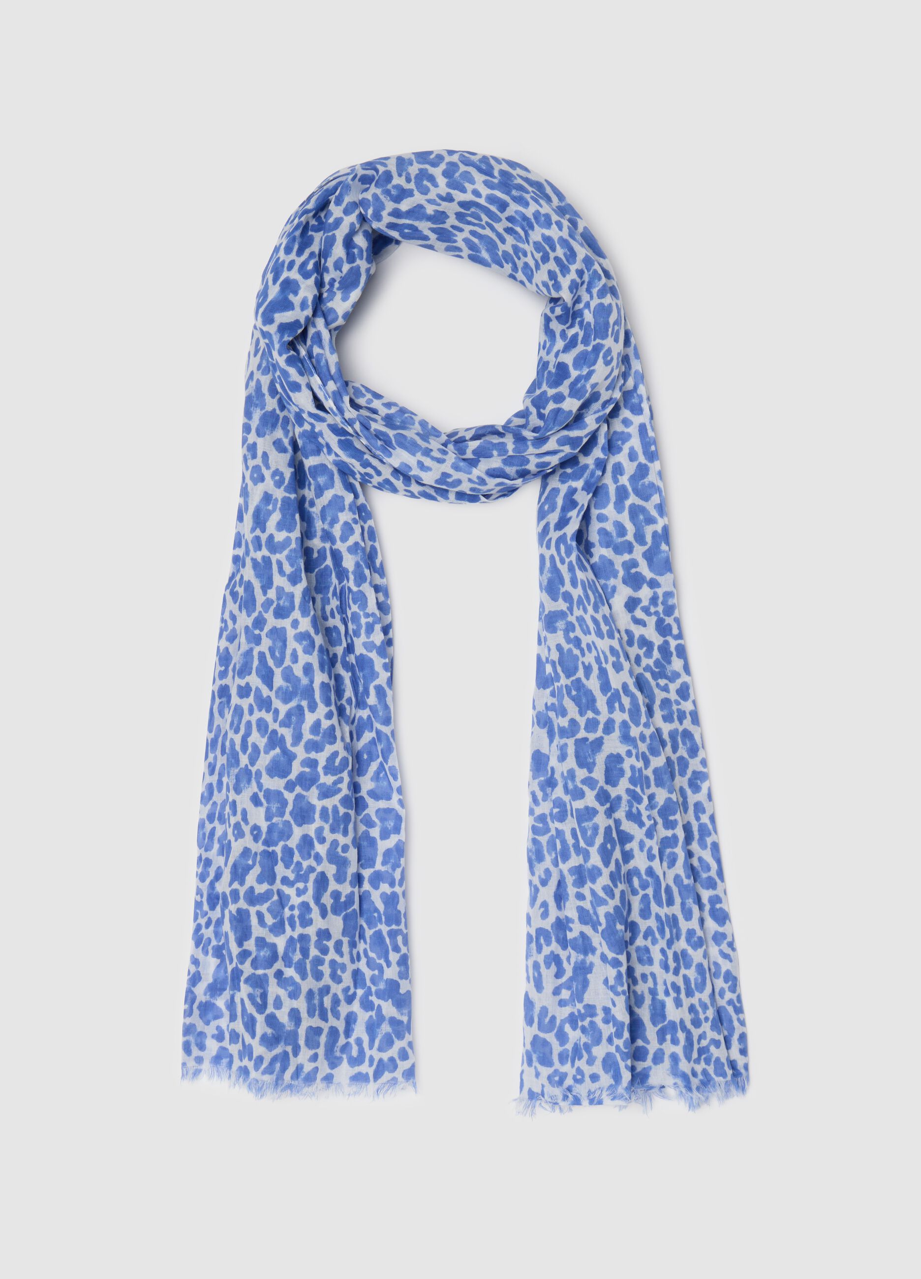Fringed scarf in cotton