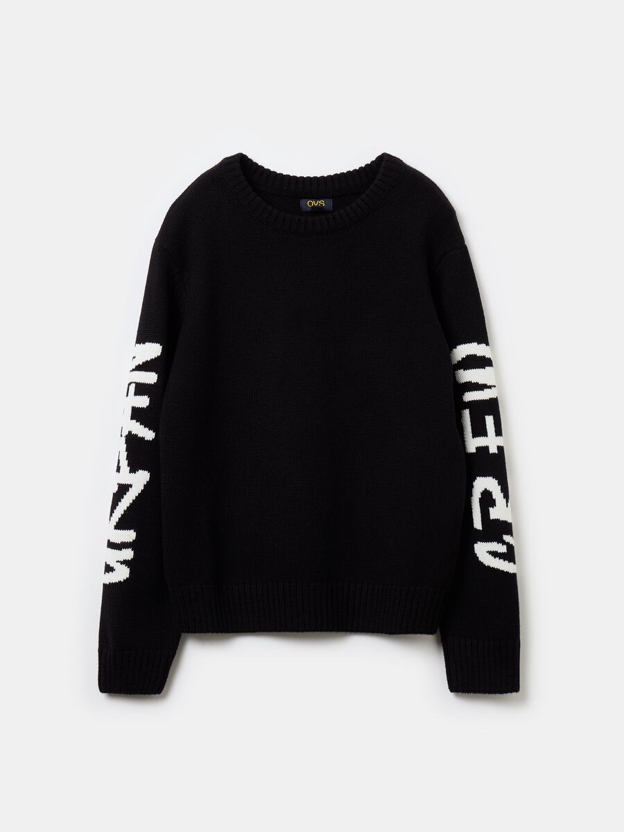 Pullover oversize con lettering jacquard_3
