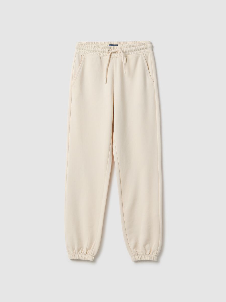 Girls' beige pure cotton trousers, regular fit_3