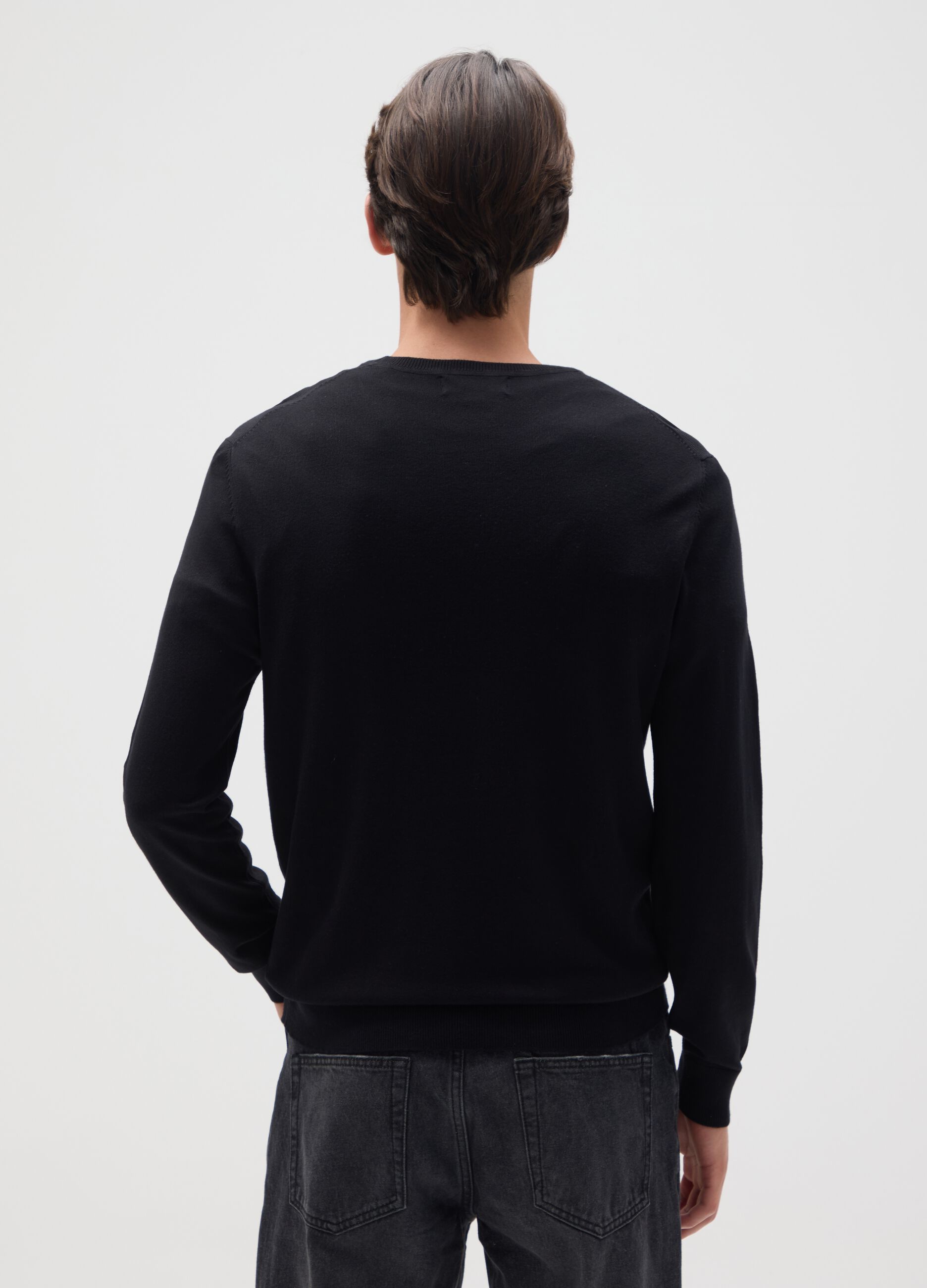 Black viscose blend regular fit jumper
