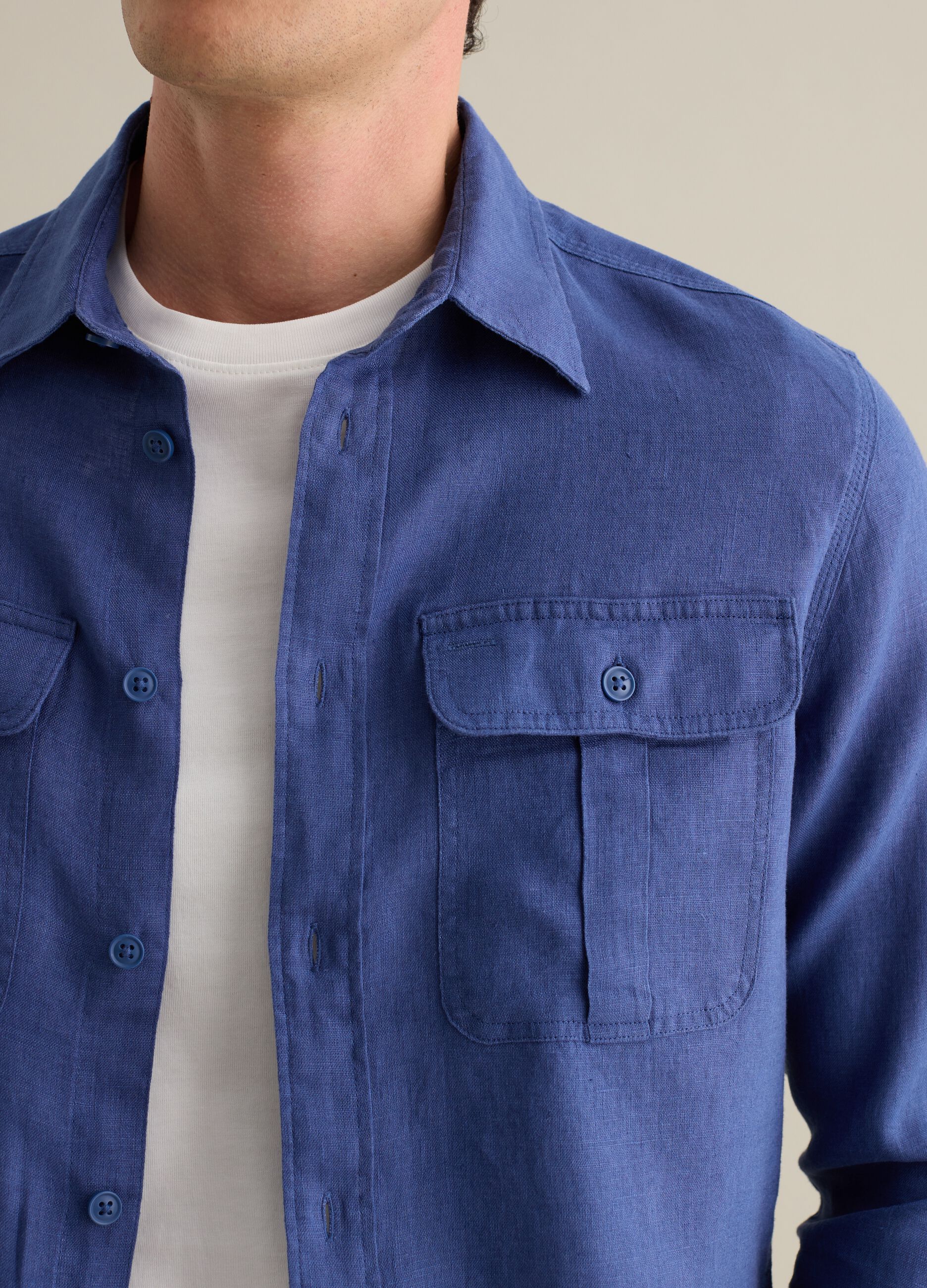 Classic Blue Pure Linen Shirt by Piombo