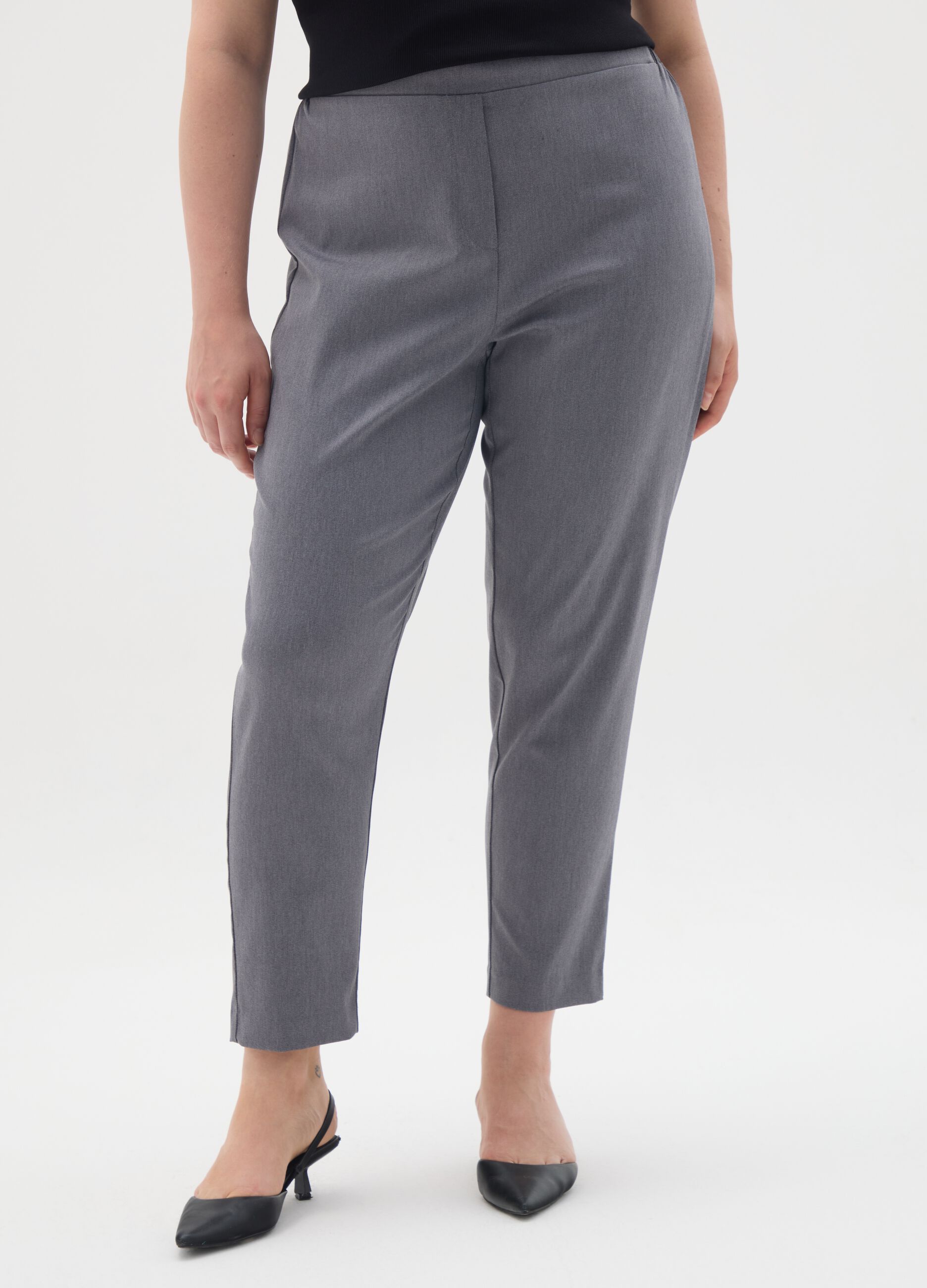Grey Viscose Blend Regular Fit Leggings