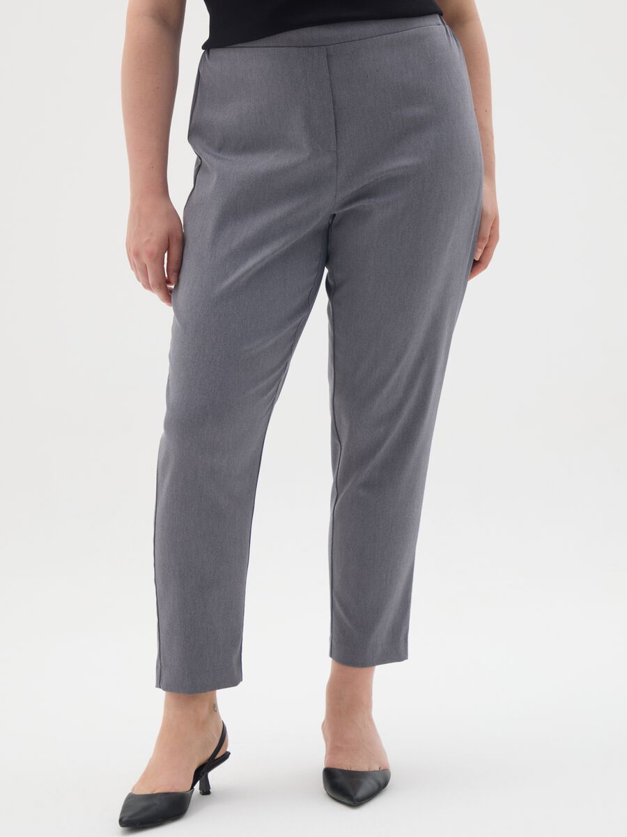 Grey Viscose Blend Regular Fit Leggings_1