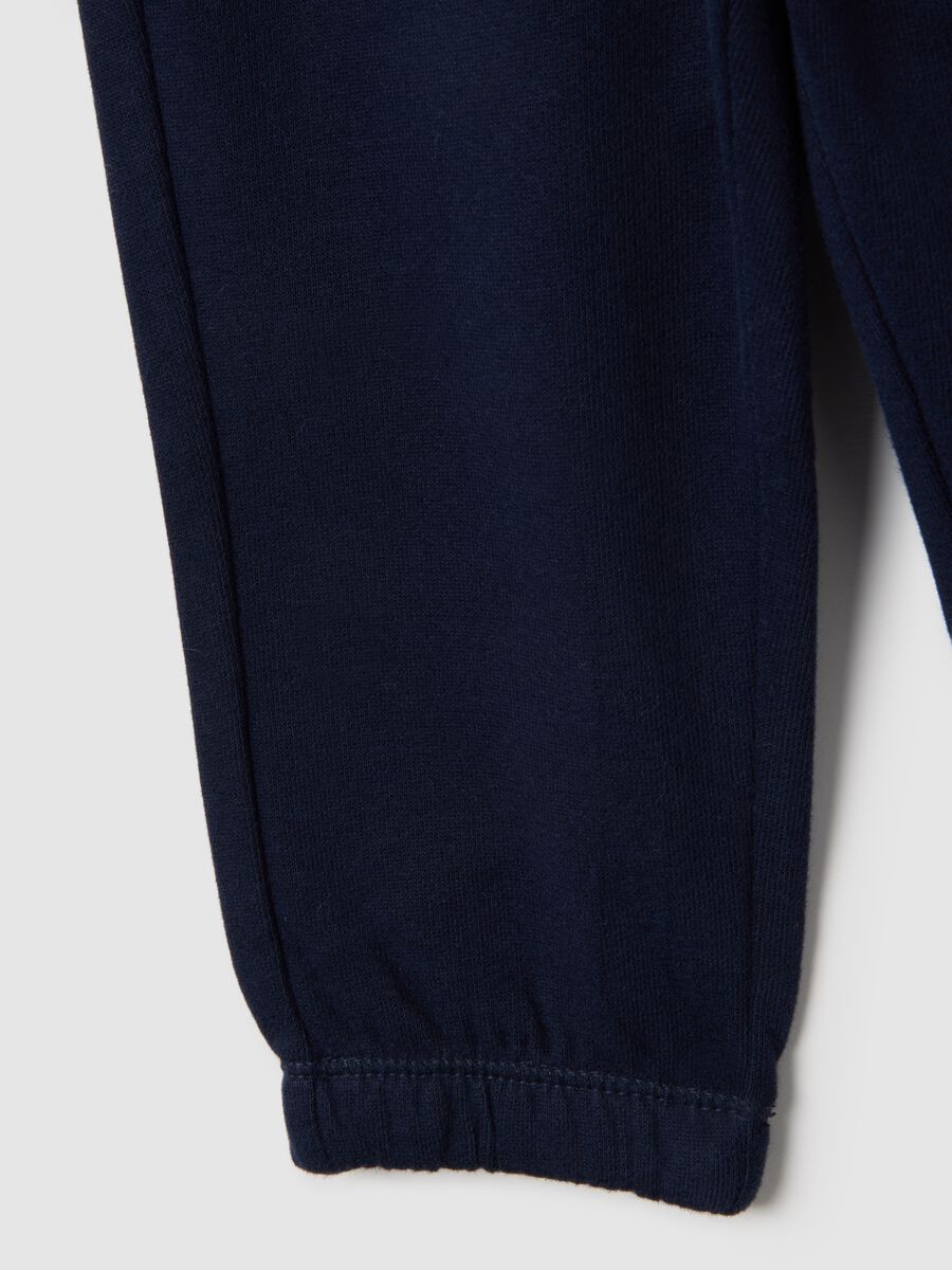 Pantaloni blu da bimba in puro cotone fleece regular fit_3