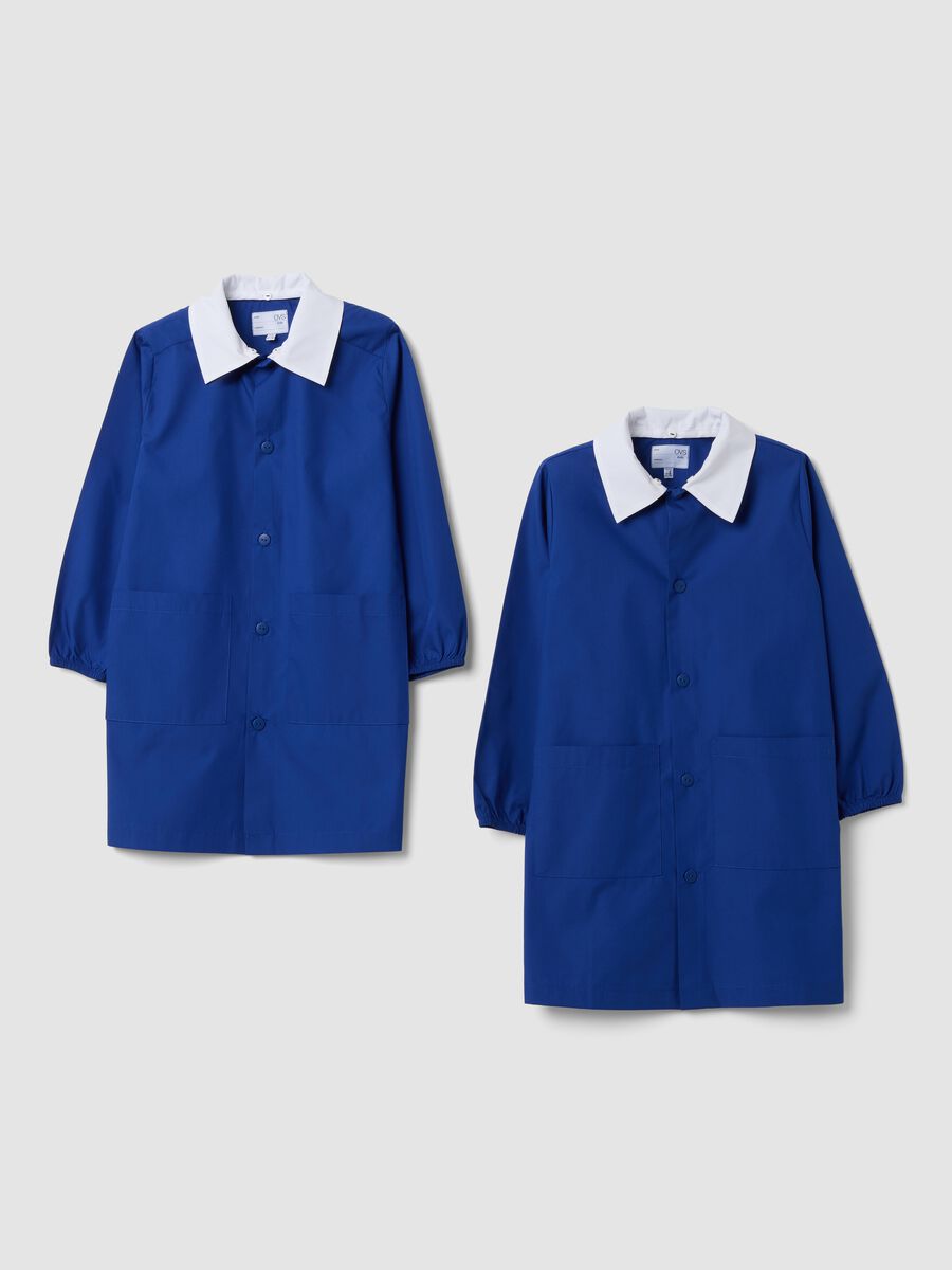 2-pack of boys&rsquo; blue school aprons with white collar_0