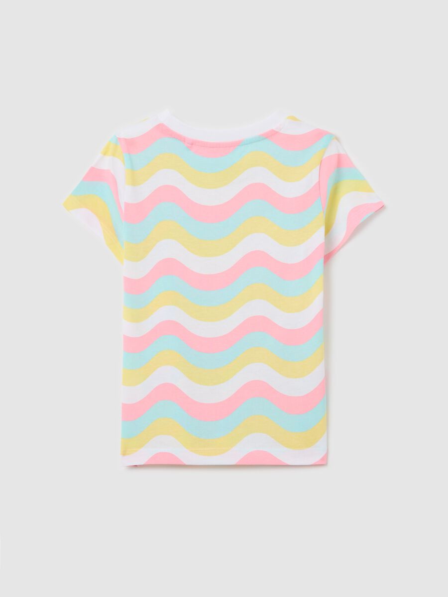 Yellow and white T-shirt in cotton with print_1