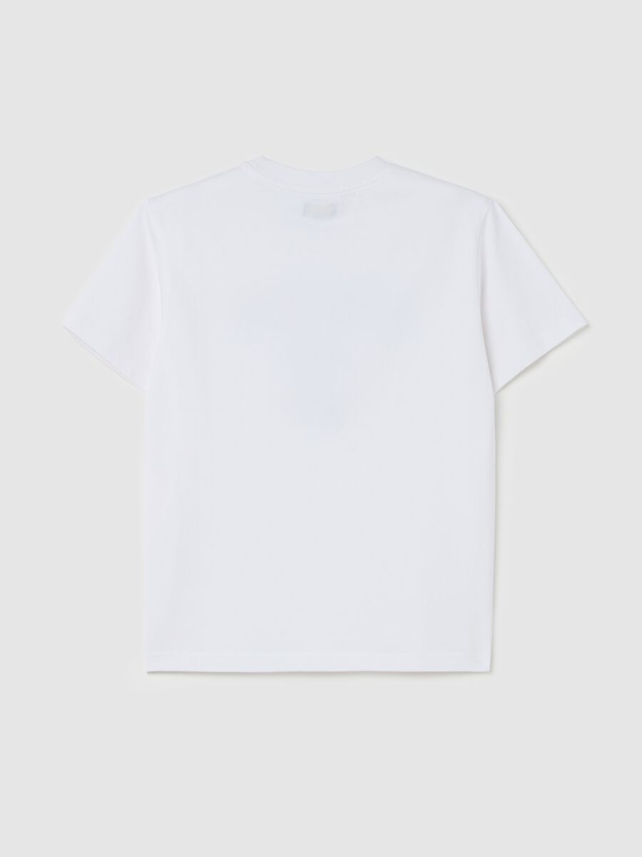 Cotton T-shirt with appliqué logo in denim_4