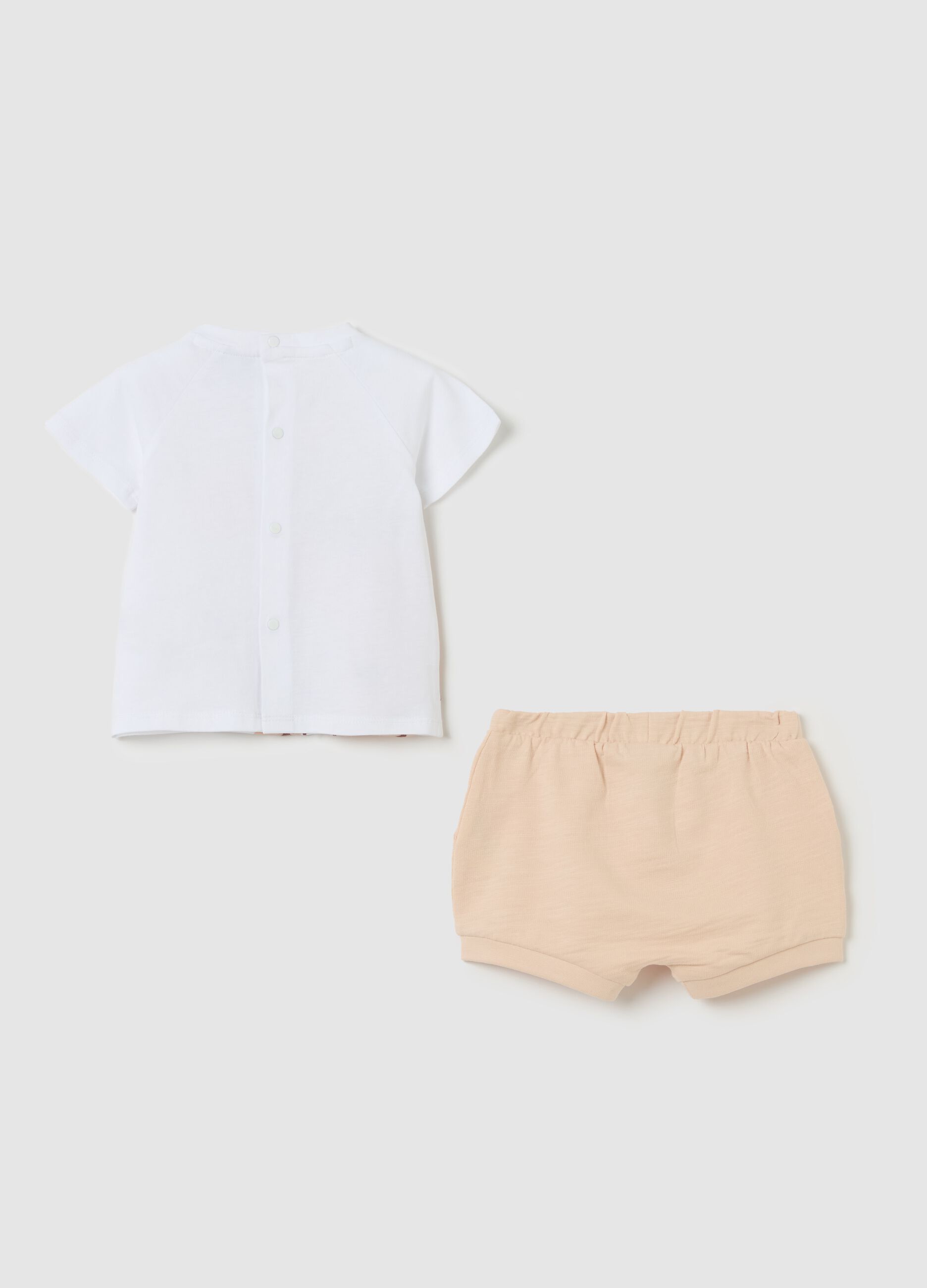Cotton set with T-shirt with tiger print and shorts