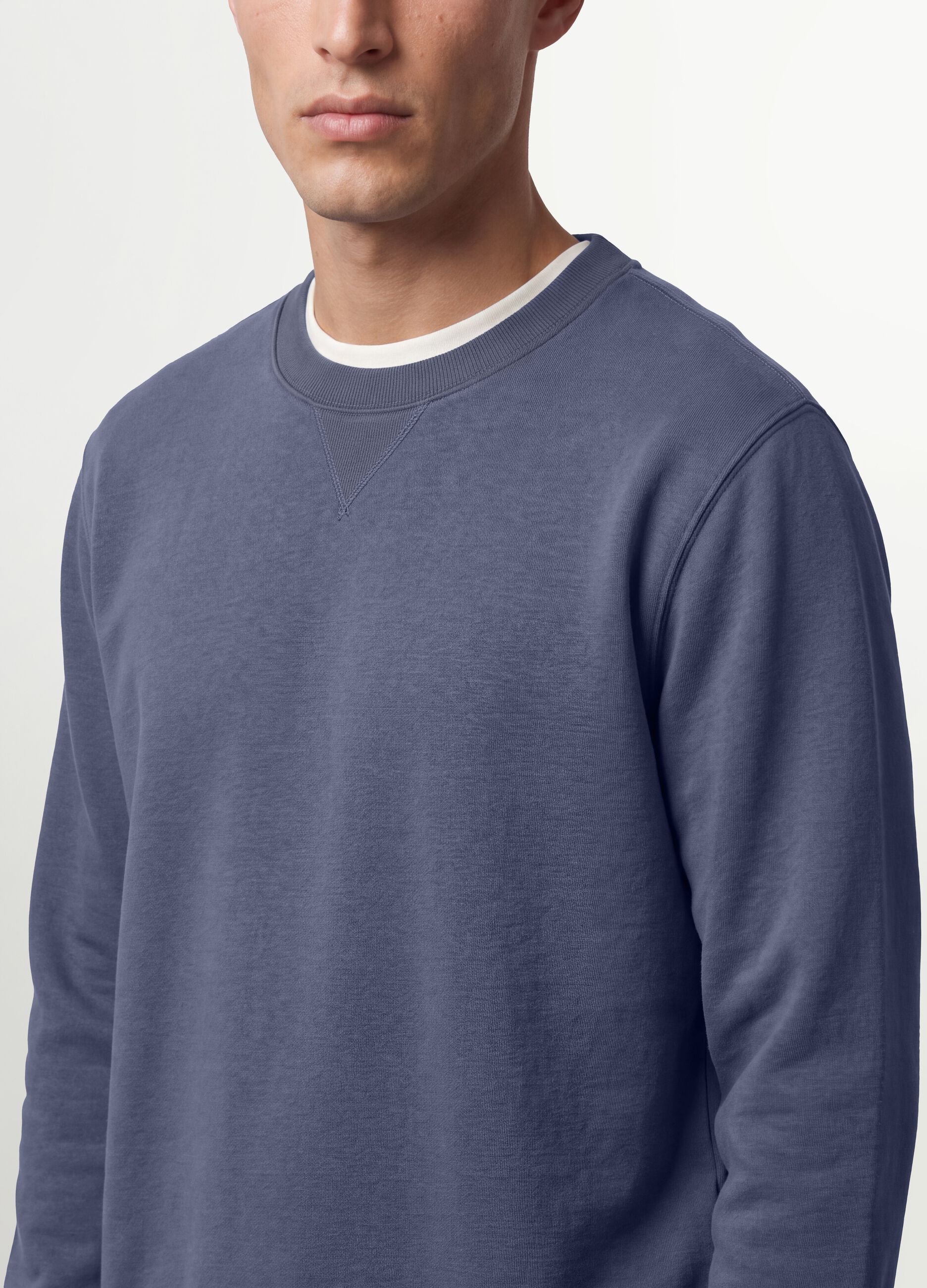 Grey crew-neck cotton-blend sweatshirt, regular fit