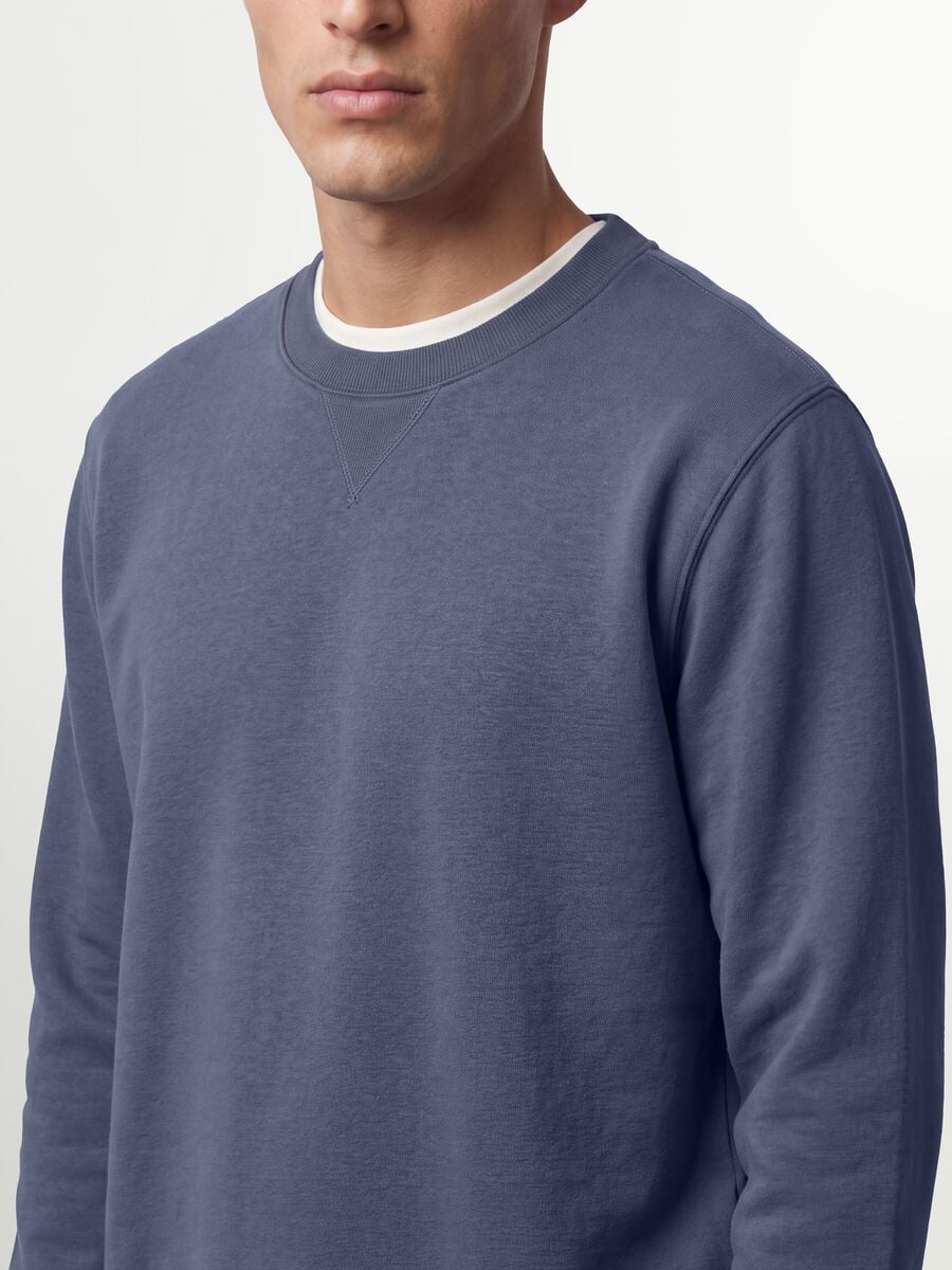 Felpa grigia girocollo in misto cotone regular fit_2