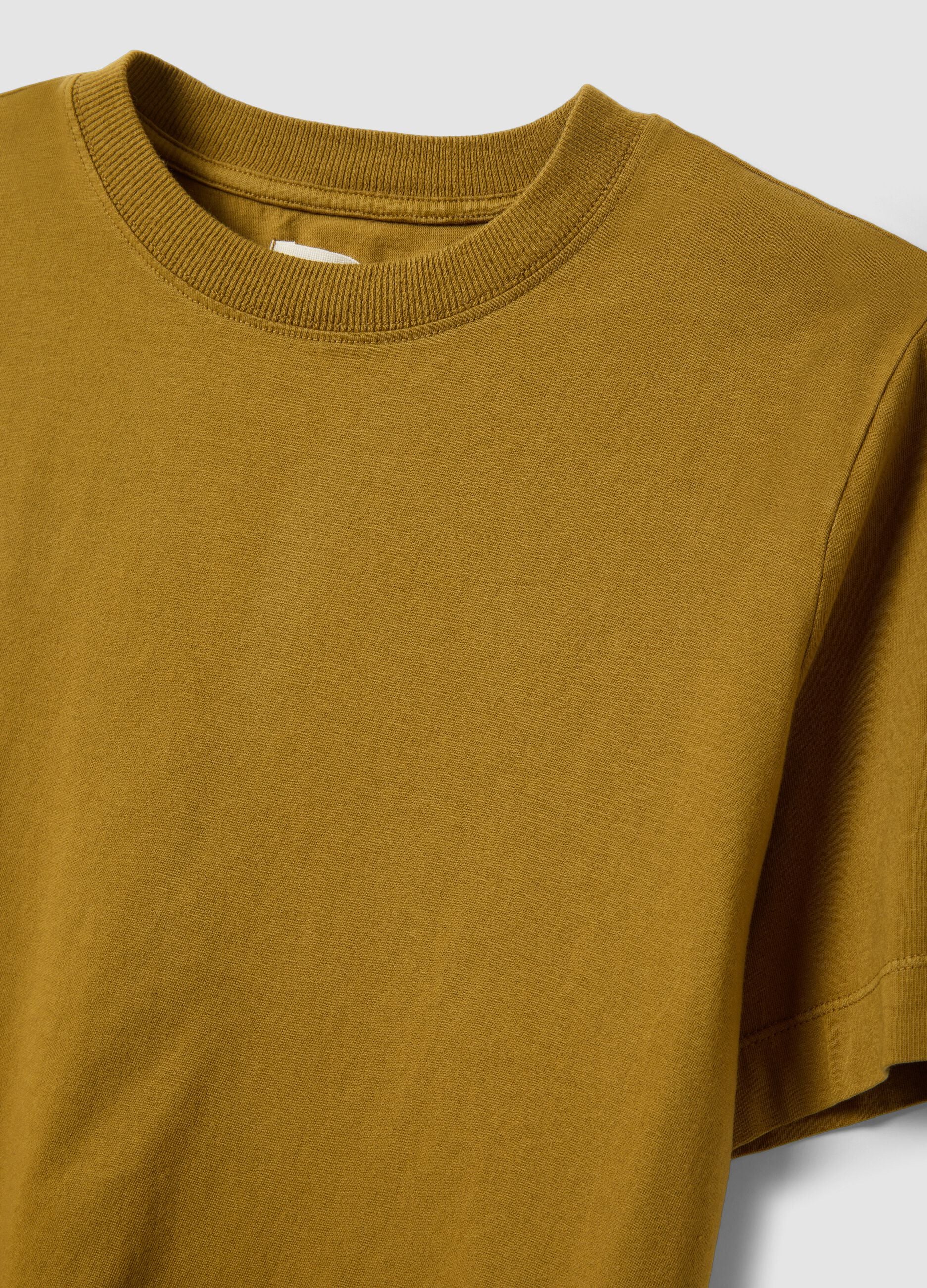T-shirt marrone a maniche corte in puro cotone regular fit